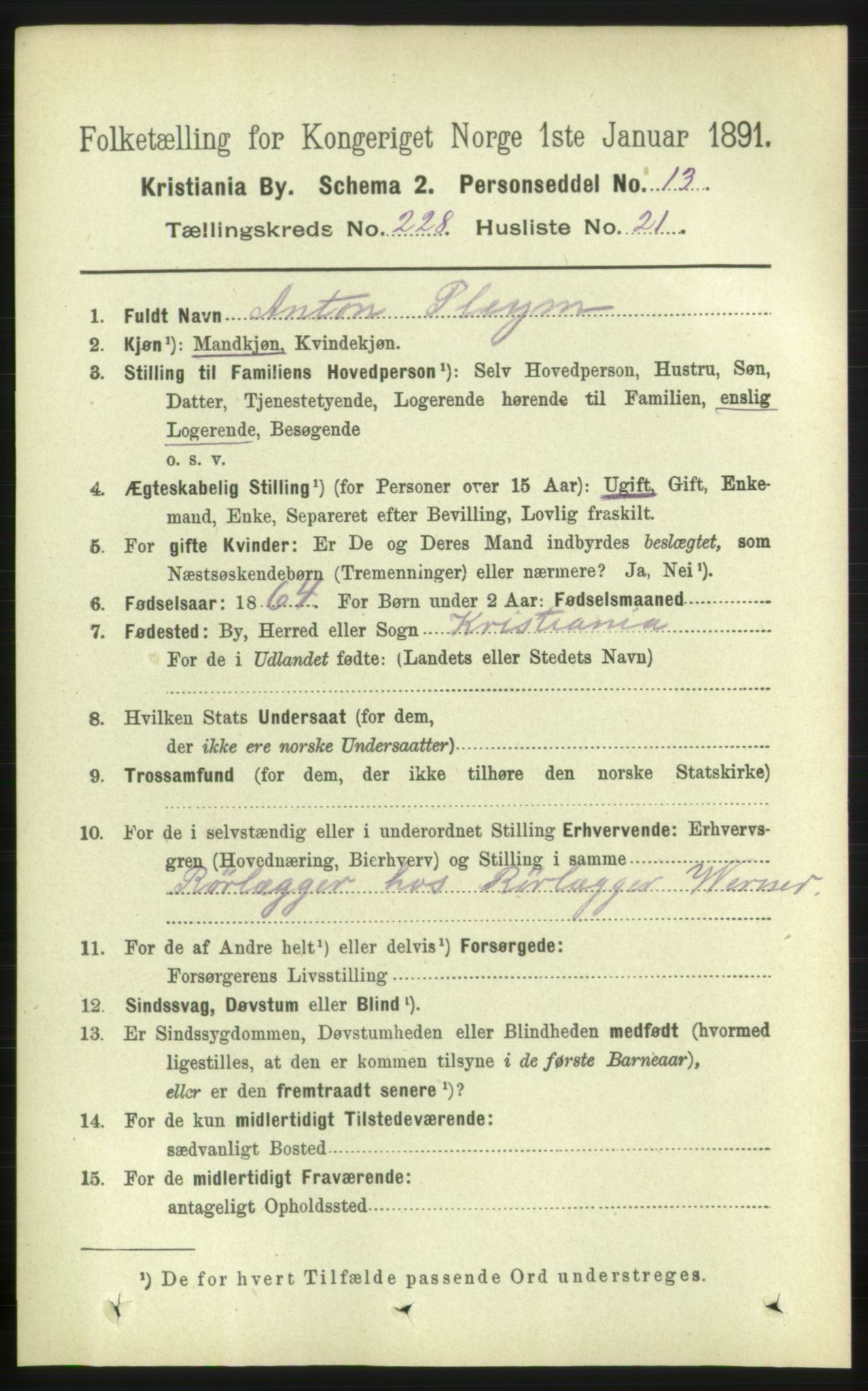 RA, 1891 census for 0301 Kristiania, 1891, p. 140161