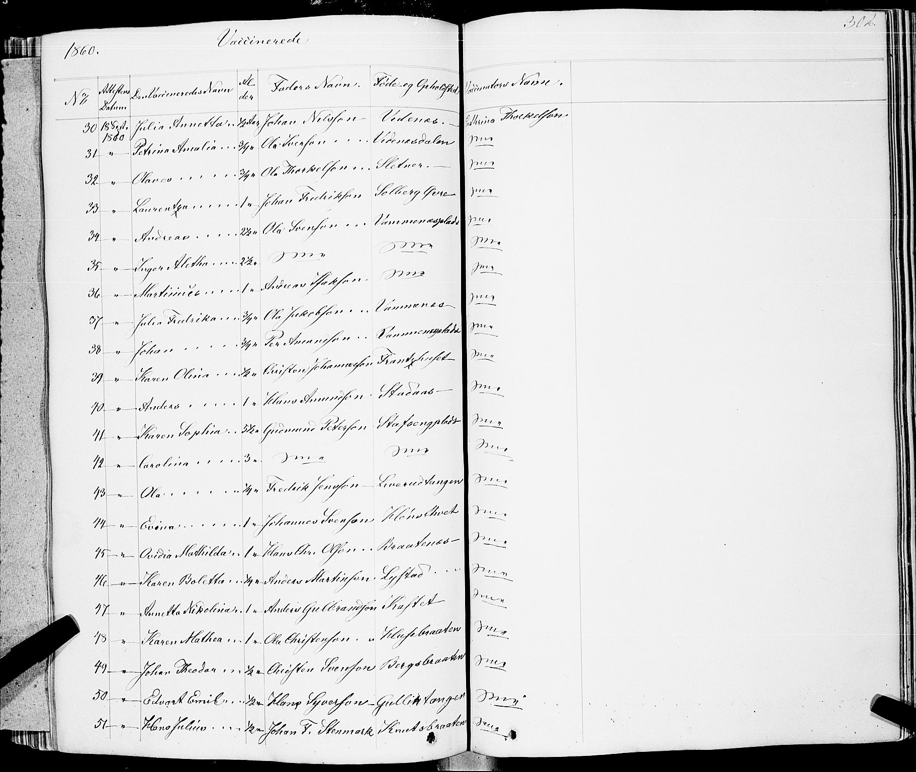 Skiptvet prestekontor Kirkebøker, AV/SAO-A-20009/F/Fa/L0006: Parish register (official) no. 6, 1839-1860, p. 302