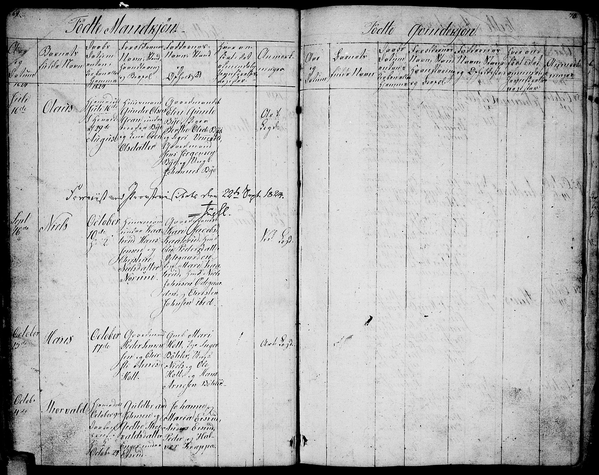 Enebakk prestekontor Kirkebøker, AV/SAO-A-10171c/G/Ga/L0002: Parish register (copy) no. I 2, 1822-1833, p. 69-70