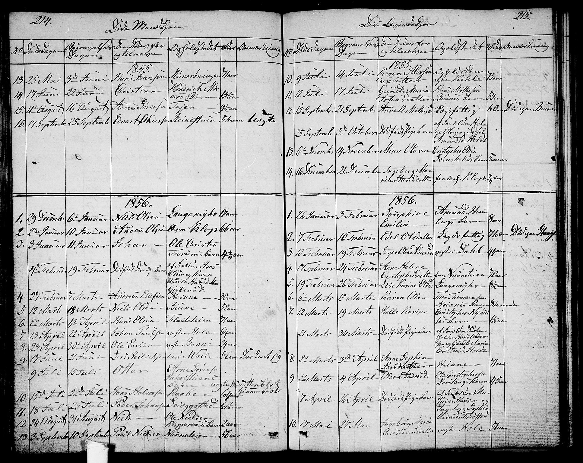 Ramnes kirkebøker, AV/SAKO-A-314/G/Ga/L0002: Parish register (copy) no. I 2, 1848-1870, p. 214-215