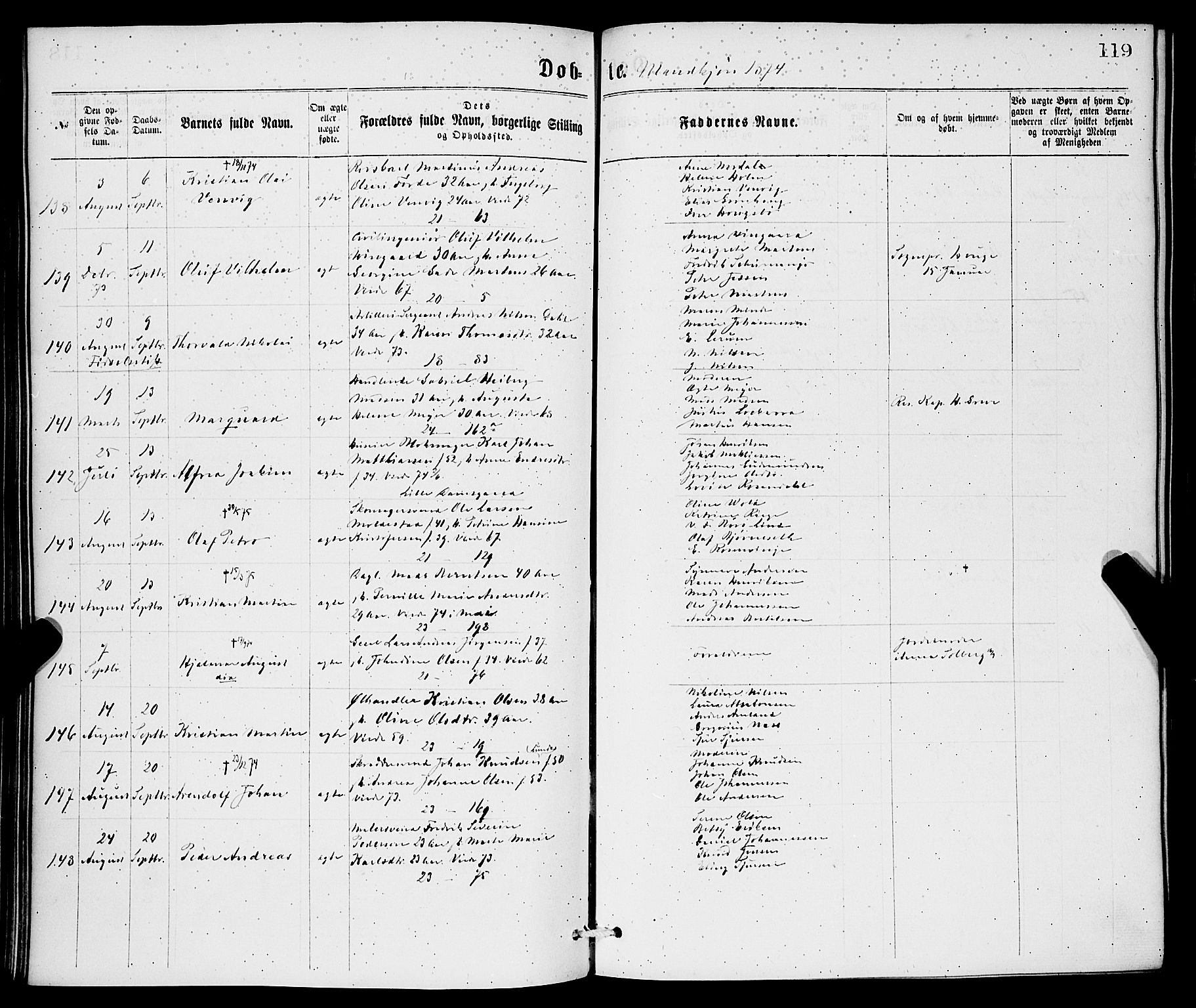 Korskirken sokneprestembete, SAB/A-76101/H/Hab: Parish register (copy) no. B 6, 1869-1874, p. 119