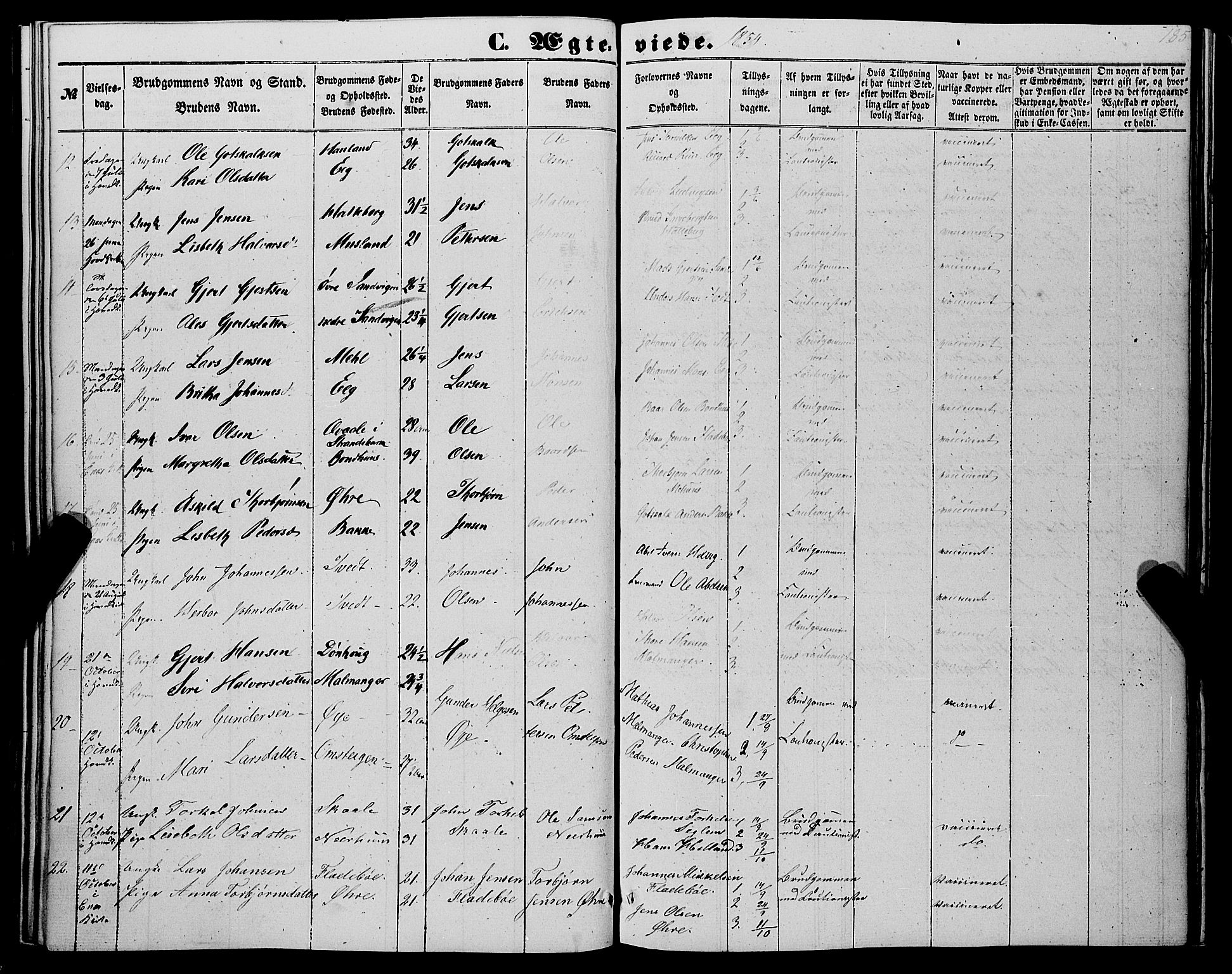 Kvinnherad sokneprestembete, AV/SAB-A-76401/H/Haa: Parish register (official) no. A 8, 1854-1872, p. 185