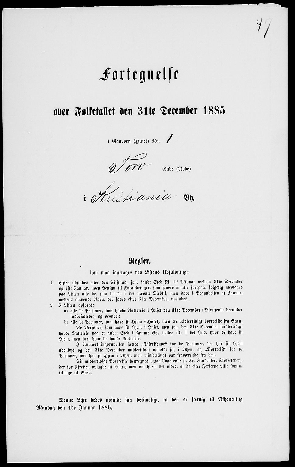 RA, 1885 census for 0301 Kristiania, 1885, p. 310