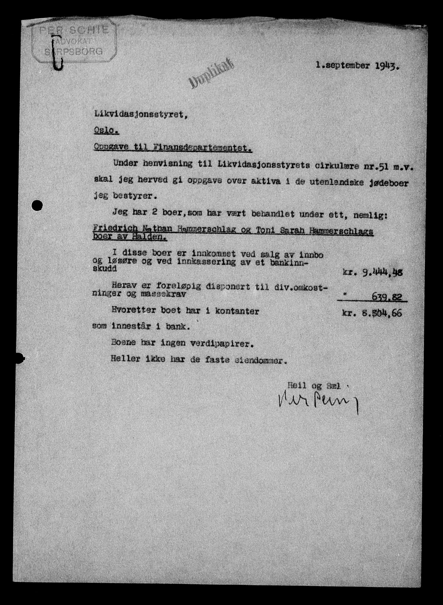 Justisdepartementet, Tilbakeføringskontoret for inndratte formuer, AV/RA-S-1564/H/Hc/Hcd/L0998: --, 1945-1947, p. 119