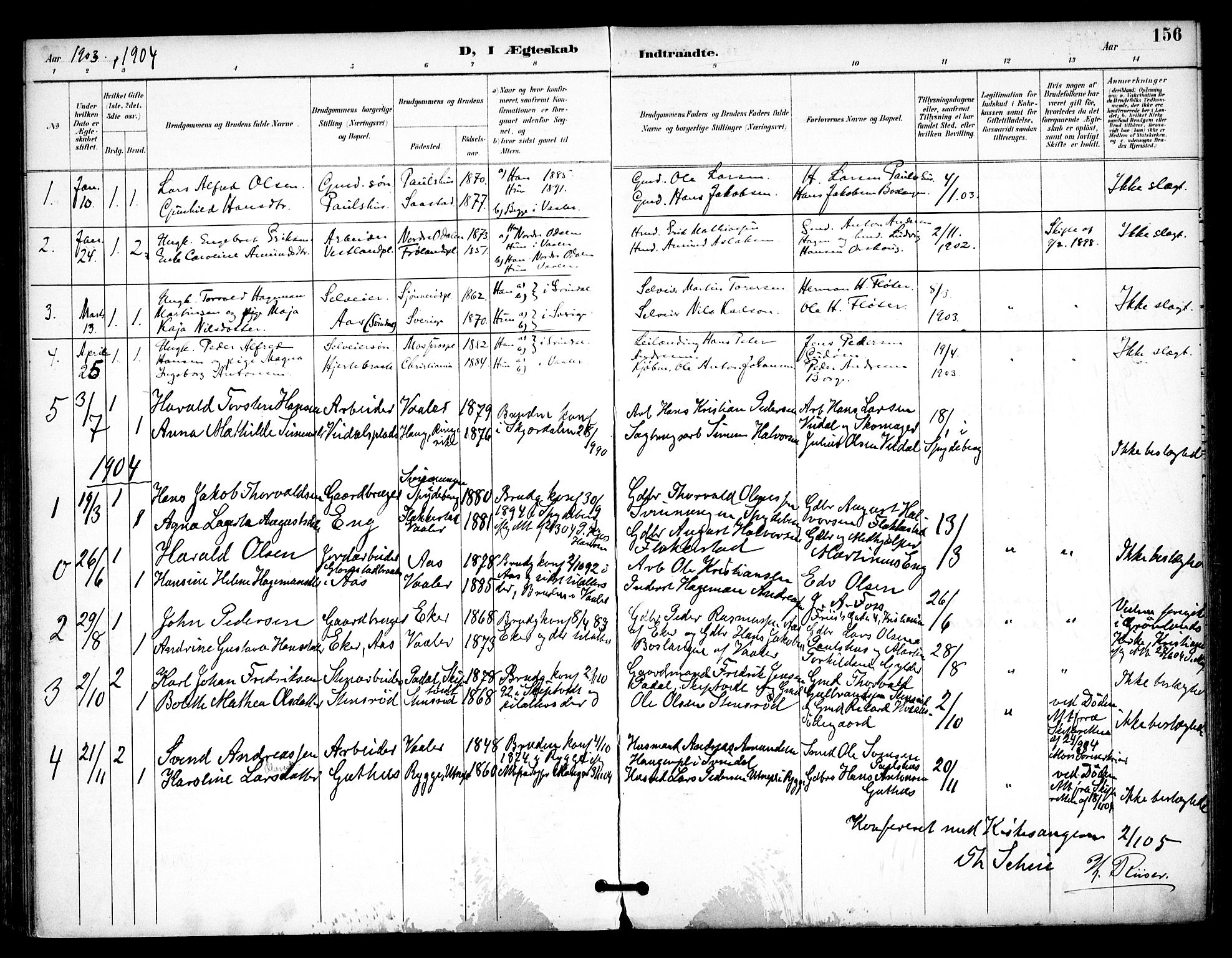 Våler prestekontor Kirkebøker, SAO/A-11083/F/Fa/L0011: Parish register (official) no. I 11, 1893-1909, p. 156