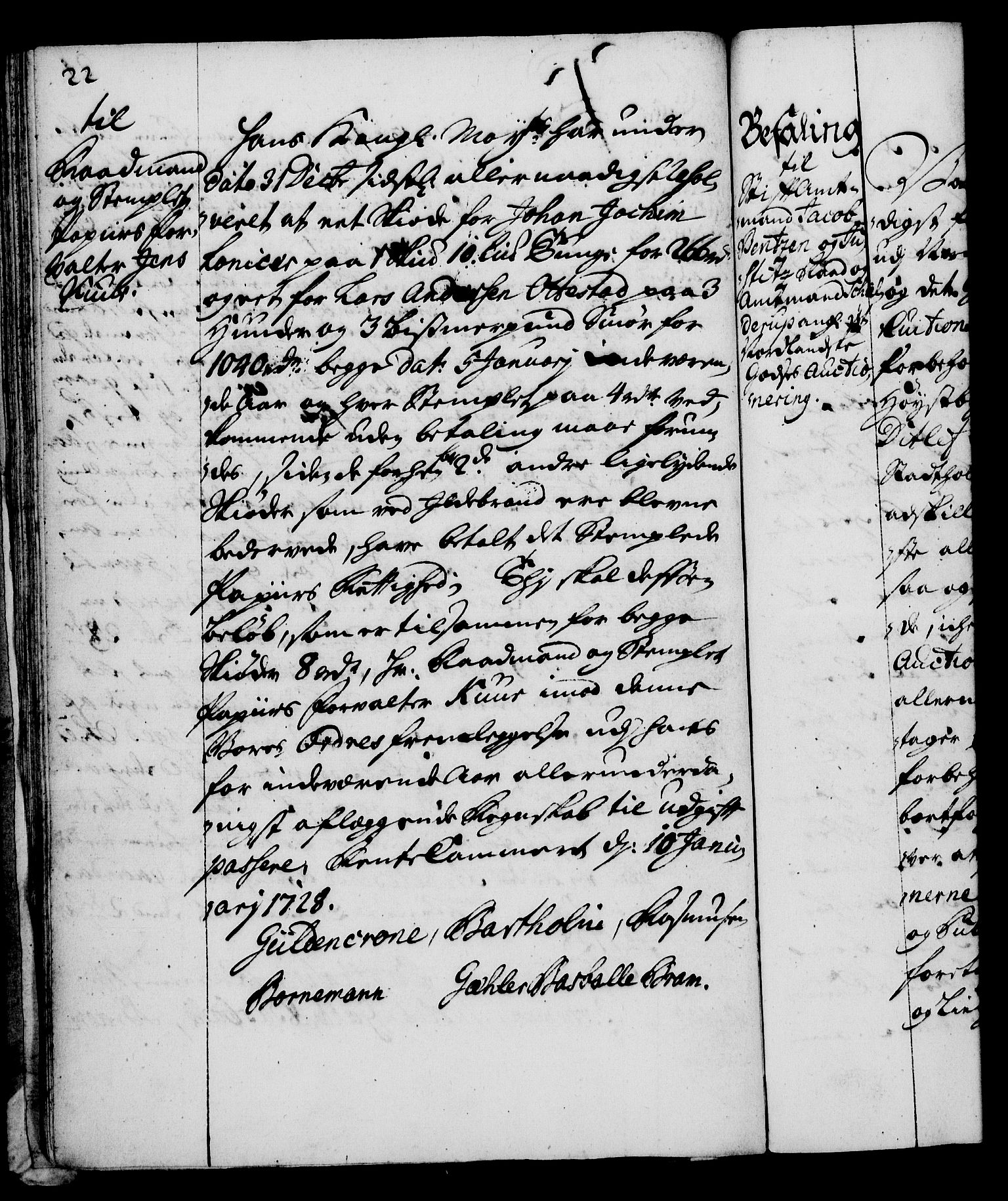 Rentekammeret, Kammerkanselliet, RA/EA-3111/G/Gg/Gga/L0003: Norsk ekspedisjonsprotokoll med register (merket RK 53.3), 1727-1734, p. 22