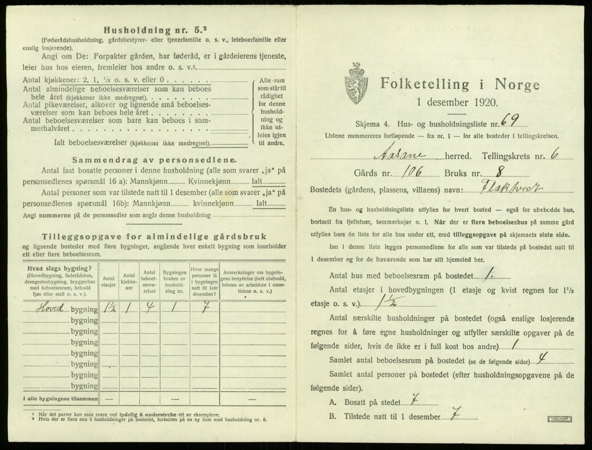 SAB, 1920 census for Åsane, 1920, p. 648