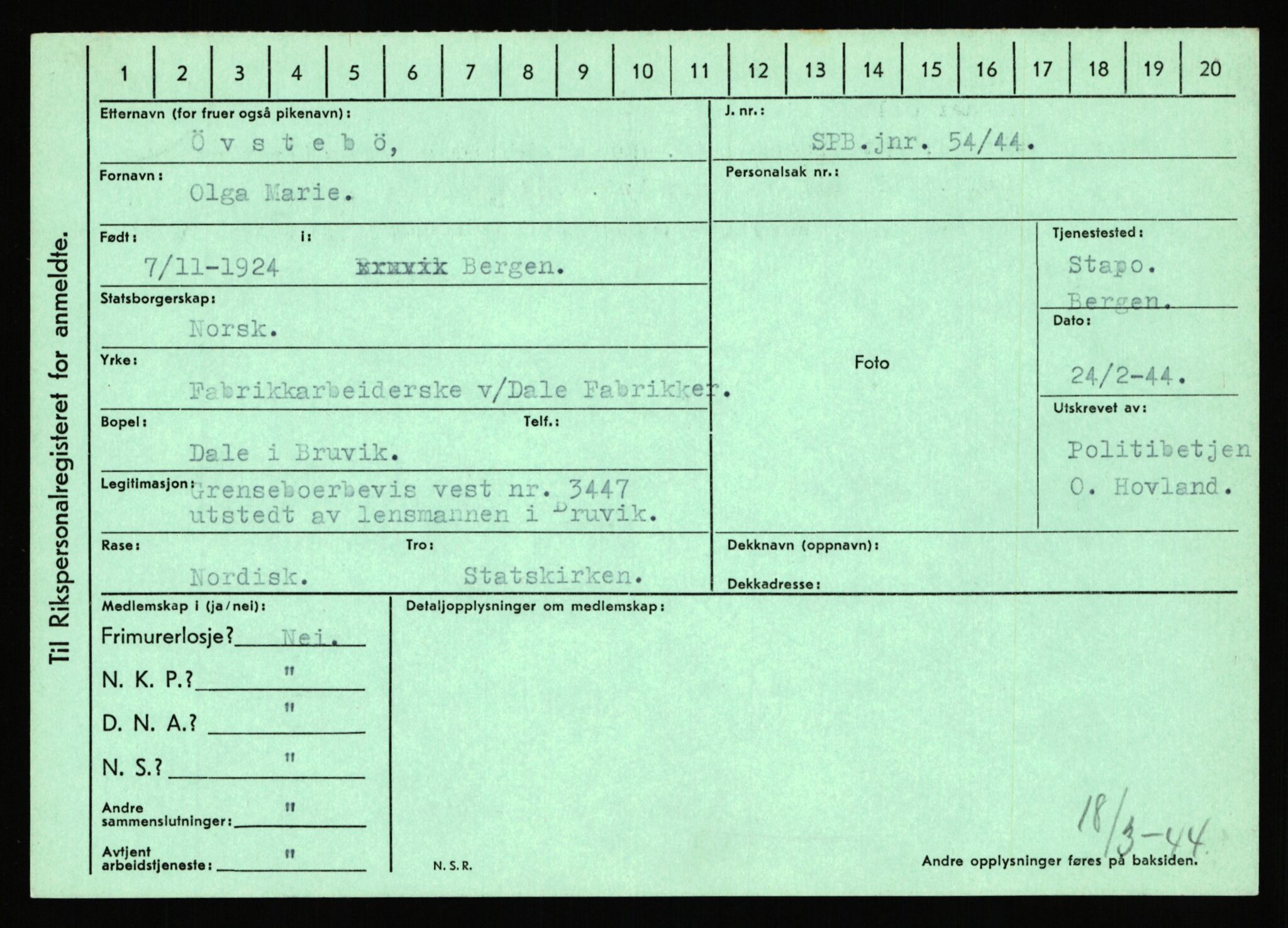 Statspolitiet - Hovedkontoret / Osloavdelingen, AV/RA-S-1329/C/Ca/L0016: Uberg - Øystese, 1943-1945, p. 4172