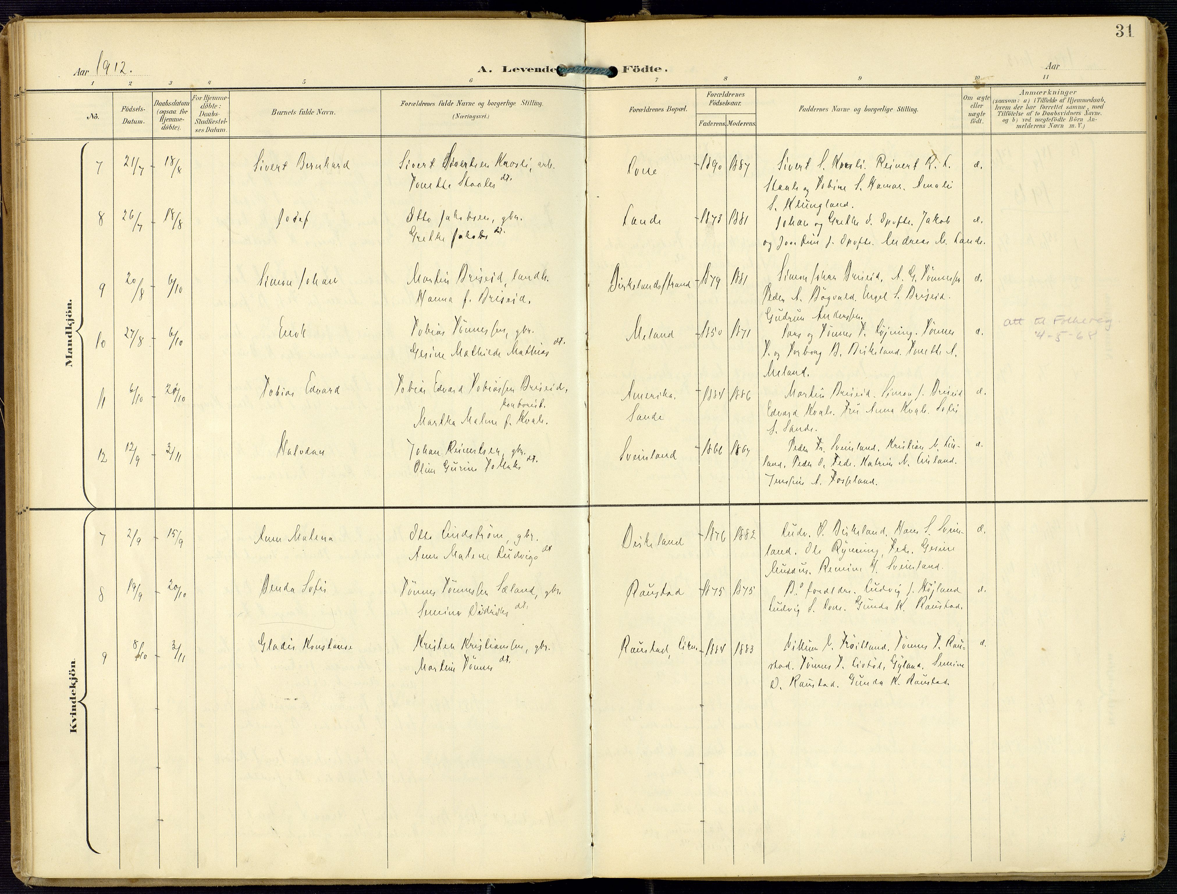 Kvinesdal sokneprestkontor, AV/SAK-1111-0026/F/Fa/Faa/L0005: Parish register (official) no. A 5, 1898-1915, p. 31