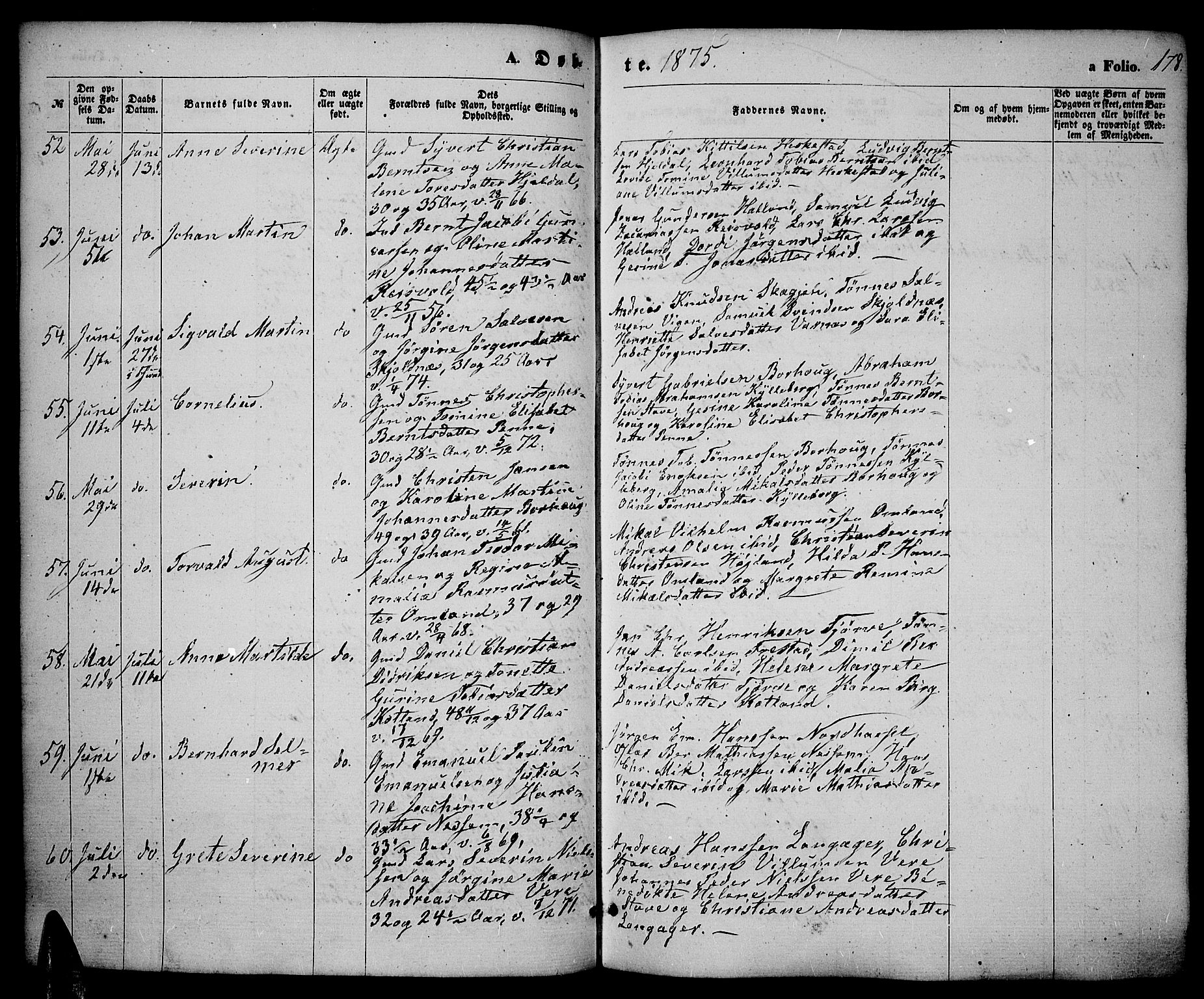 Lista sokneprestkontor, AV/SAK-1111-0027/F/Fb/L0003: Parish register (copy) no. B 3, 1862-1877, p. 178