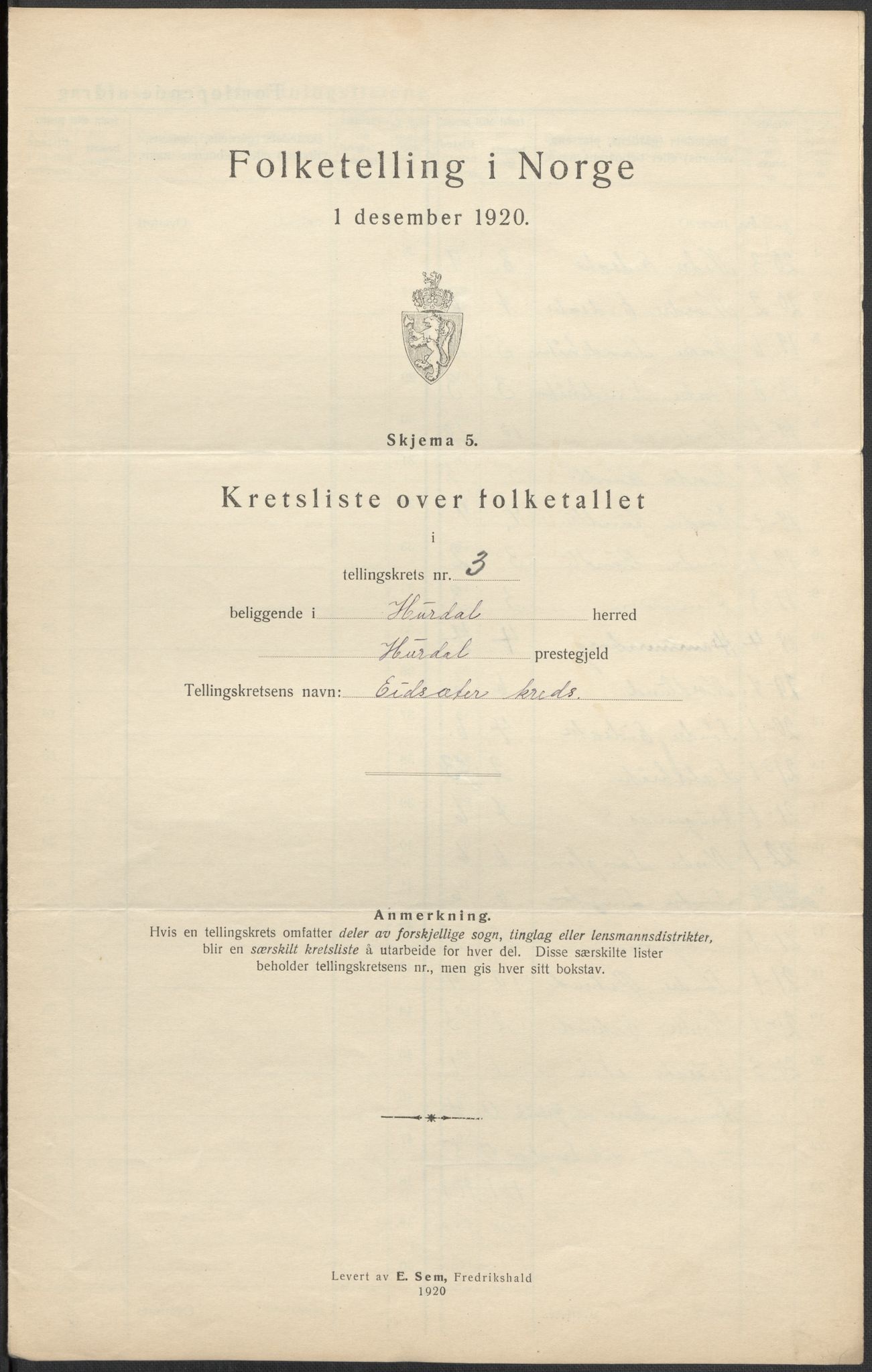 SAO, 1920 census for Hurdal, 1920, p. 11