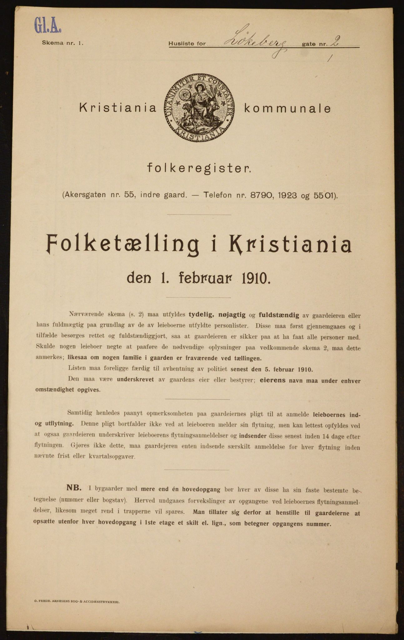 OBA, Municipal Census 1910 for Kristiania, 1910, p. 56544