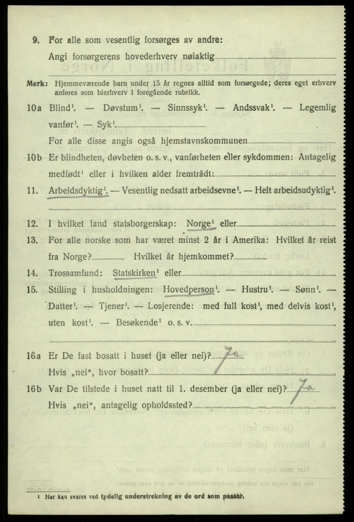 SAB, 1920 census for Sund, 1920, p. 2932