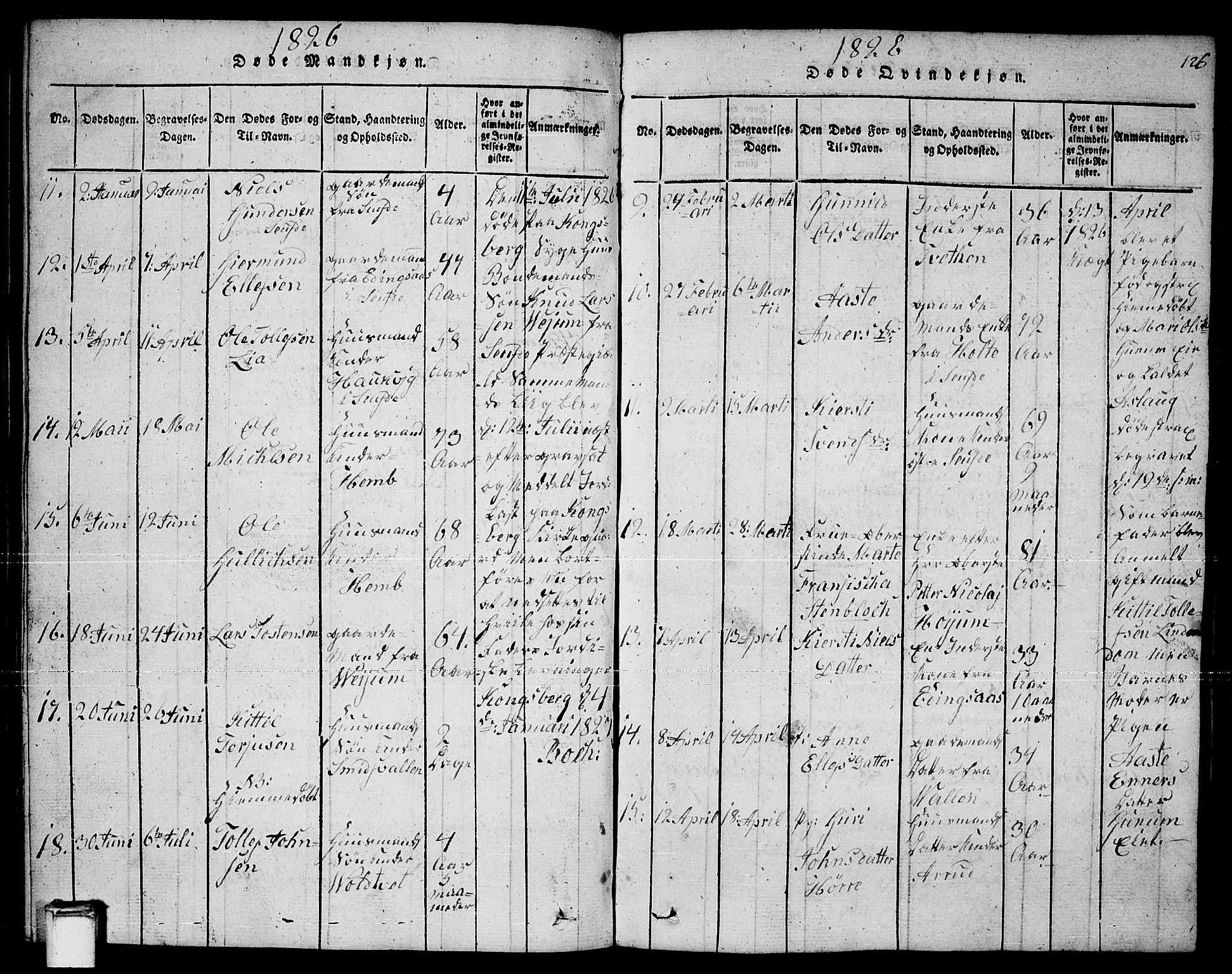 Sauherad kirkebøker, AV/SAKO-A-298/F/Fa/L0005: Parish register (official) no. I 5, 1815-1829, p. 126