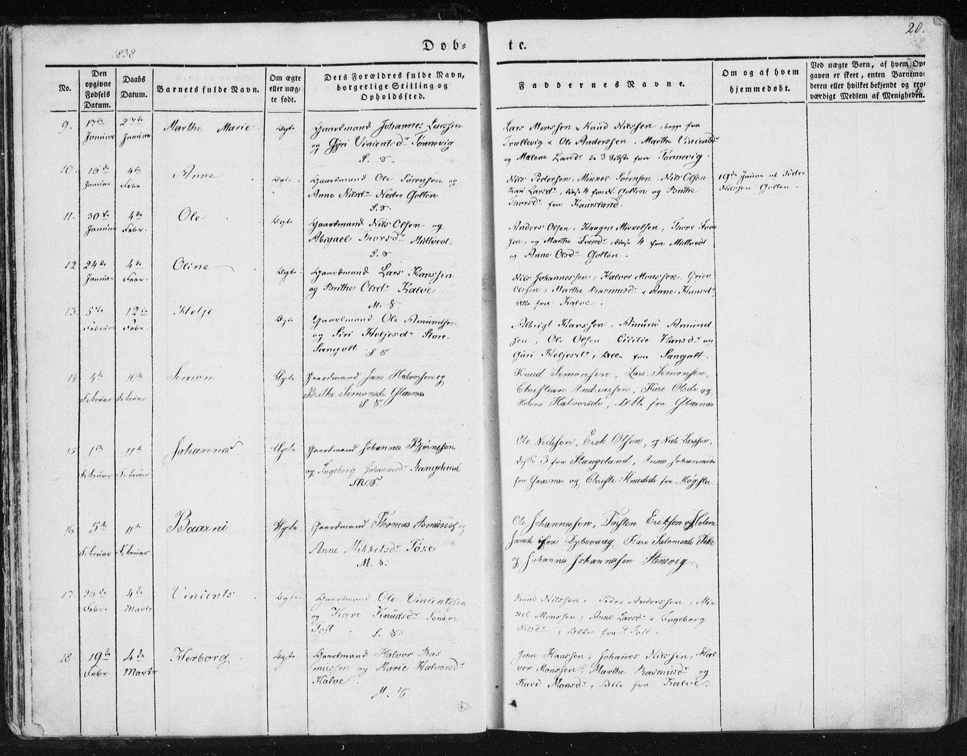 Sund sokneprestembete, AV/SAB-A-99930: Parish register (official) no. A 13, 1835-1849, p. 20