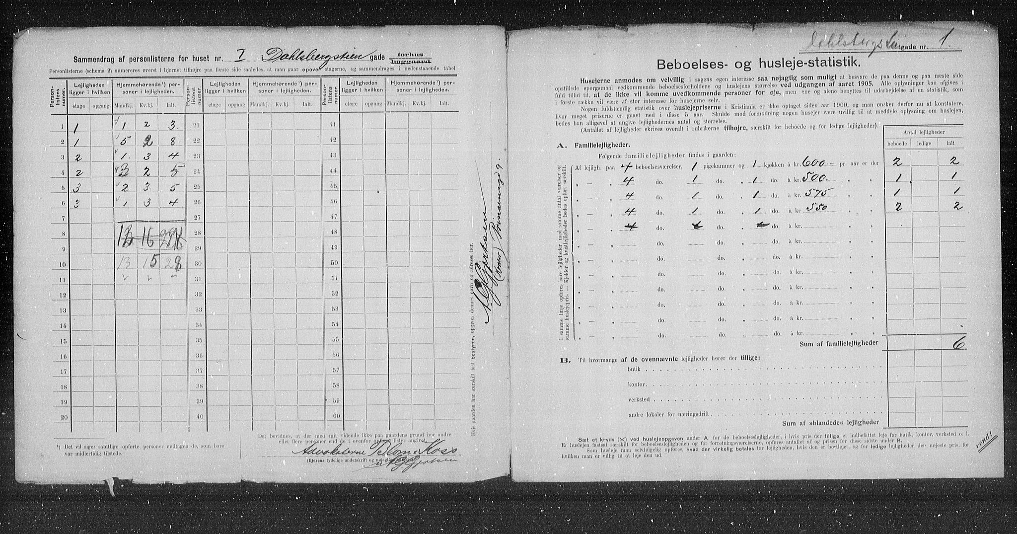 OBA, Municipal Census 1905 for Kristiania, 1905, p. 7276