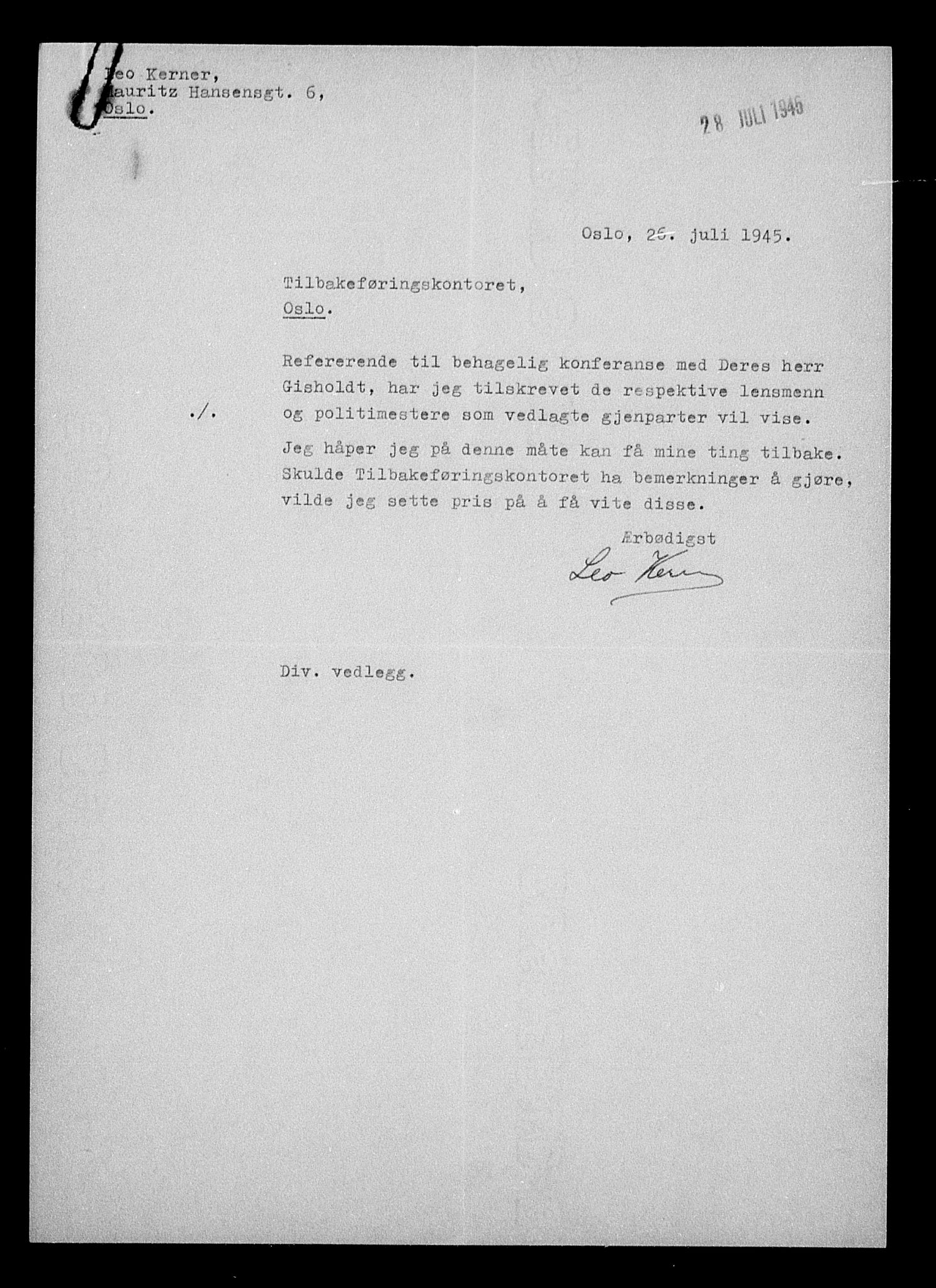 Justisdepartementet, Tilbakeføringskontoret for inndratte formuer, AV/RA-S-1564/H/Hc/Hcc/L0951: --, 1945-1947, p. 316