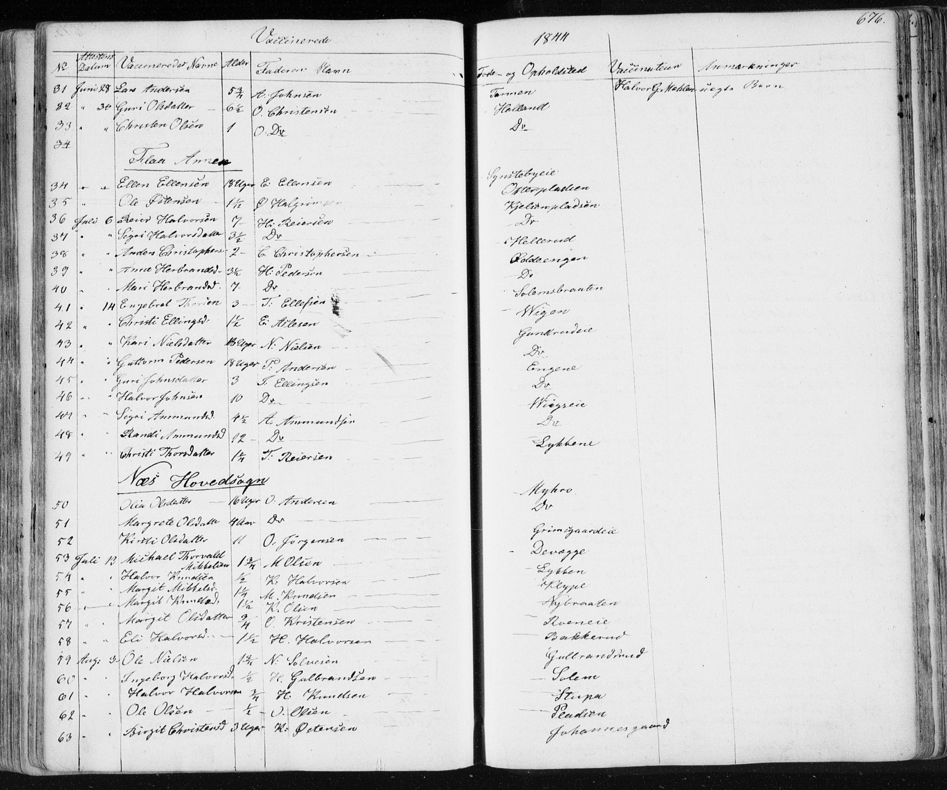 Nes kirkebøker, SAKO/A-236/F/Fa/L0009: Parish register (official) no. 9, 1834-1863, p. 676