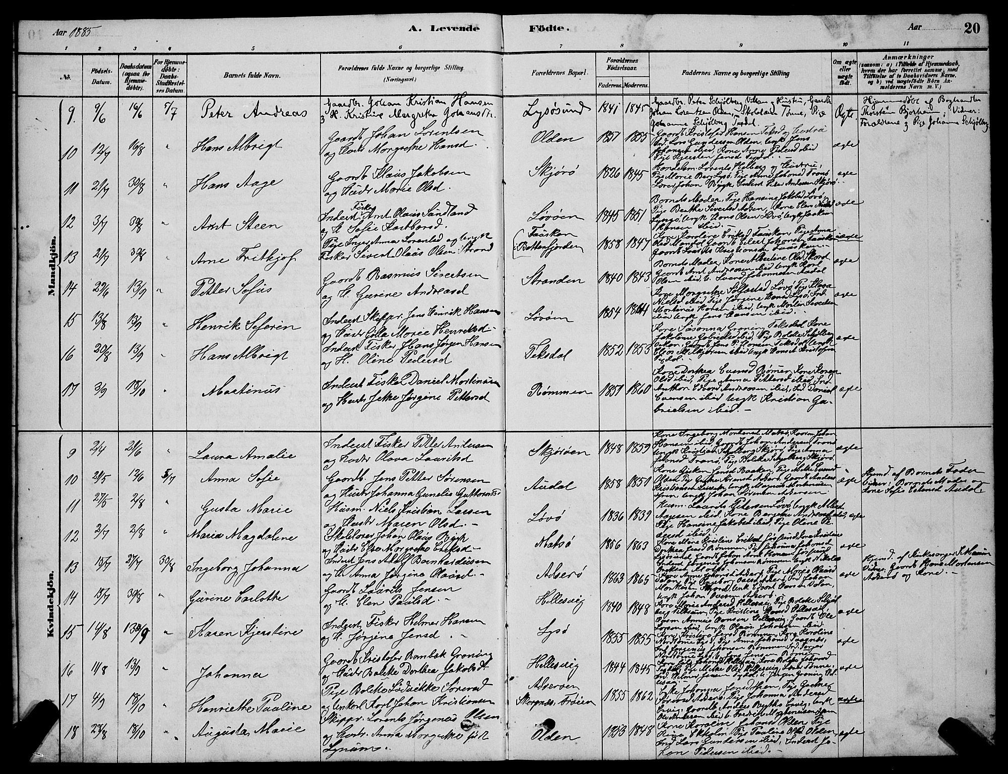 Ministerialprotokoller, klokkerbøker og fødselsregistre - Sør-Trøndelag, SAT/A-1456/654/L0665: Parish register (copy) no. 654C01, 1879-1901, p. 20