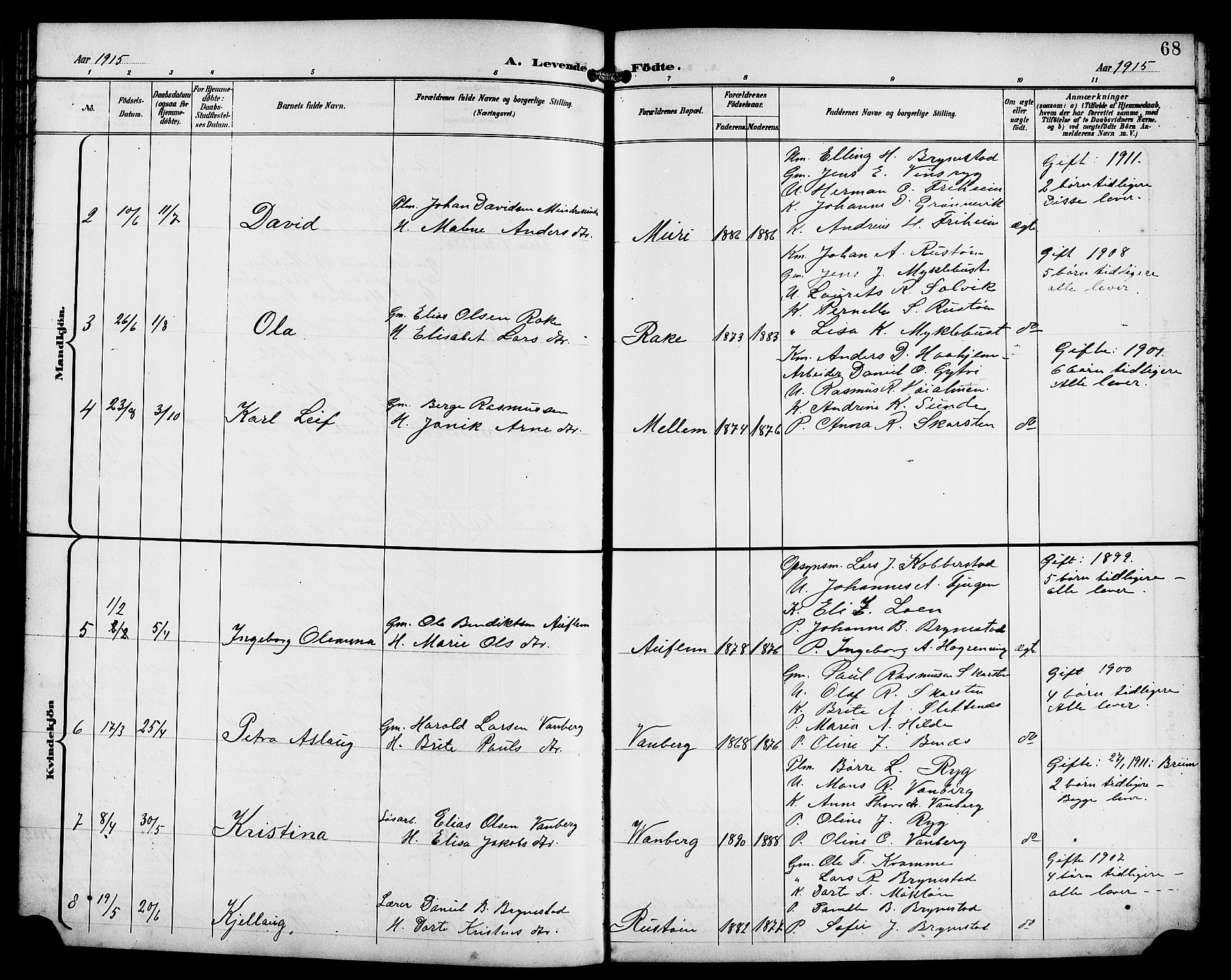 Innvik sokneprestembete, AV/SAB-A-80501: Parish register (copy) no. B 4, 1898-1916, p. 68