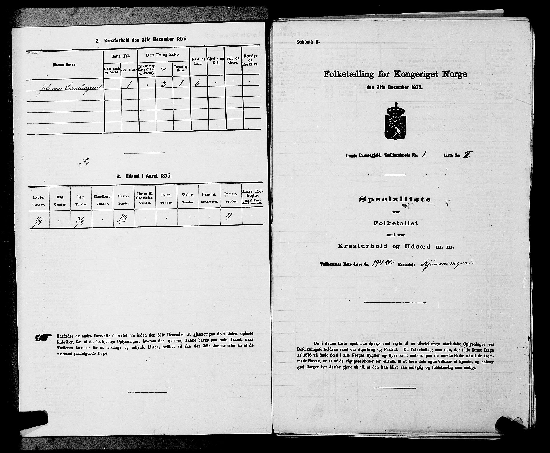 SAKO, 1875 census for 0820P Lunde, 1875, p. 40