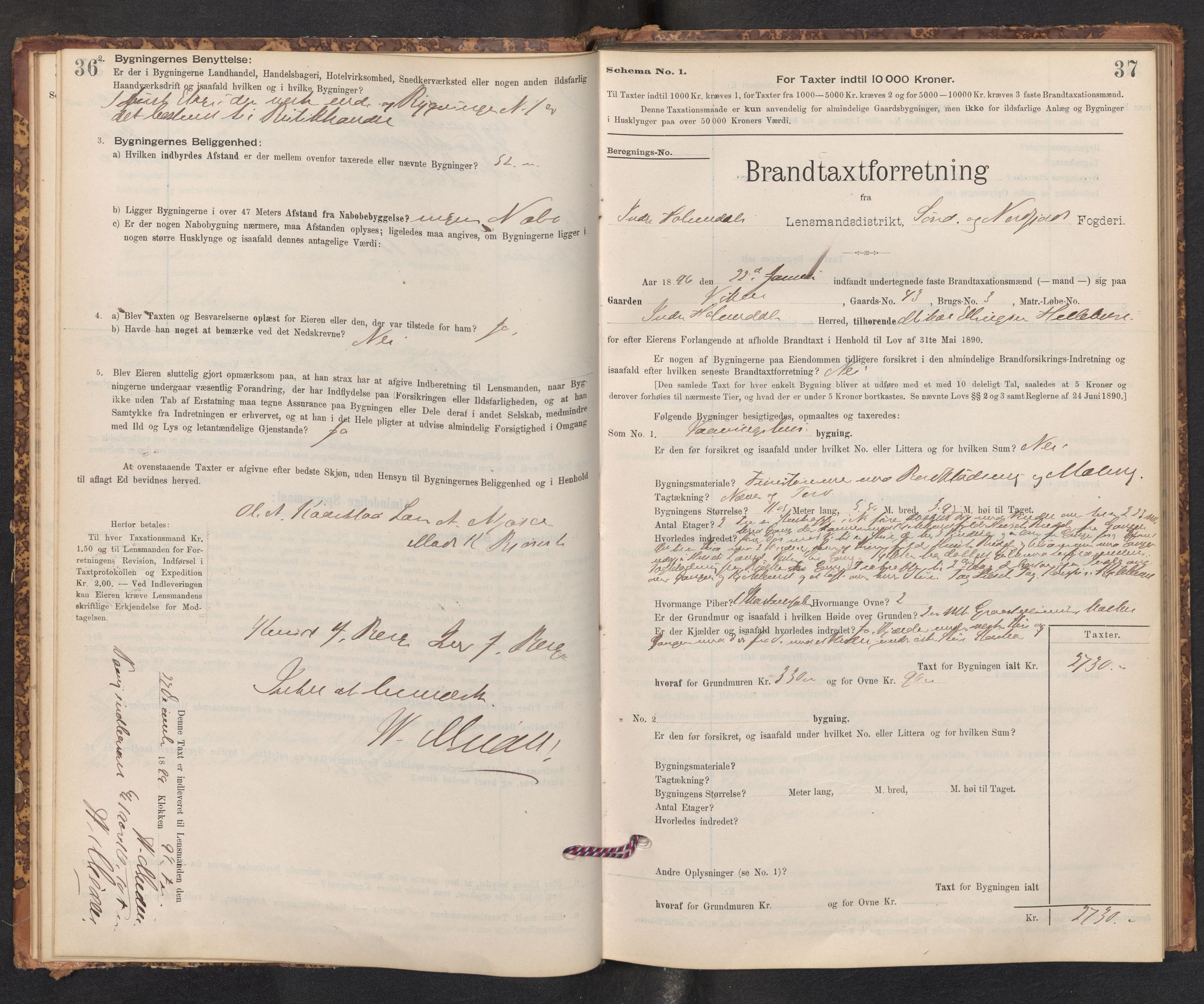 Lensmannen i Gaular, AV/SAB-A-27601/0012/L0005: Branntakstprotokoll, skjematakst, 1895-1917, p. 36-37