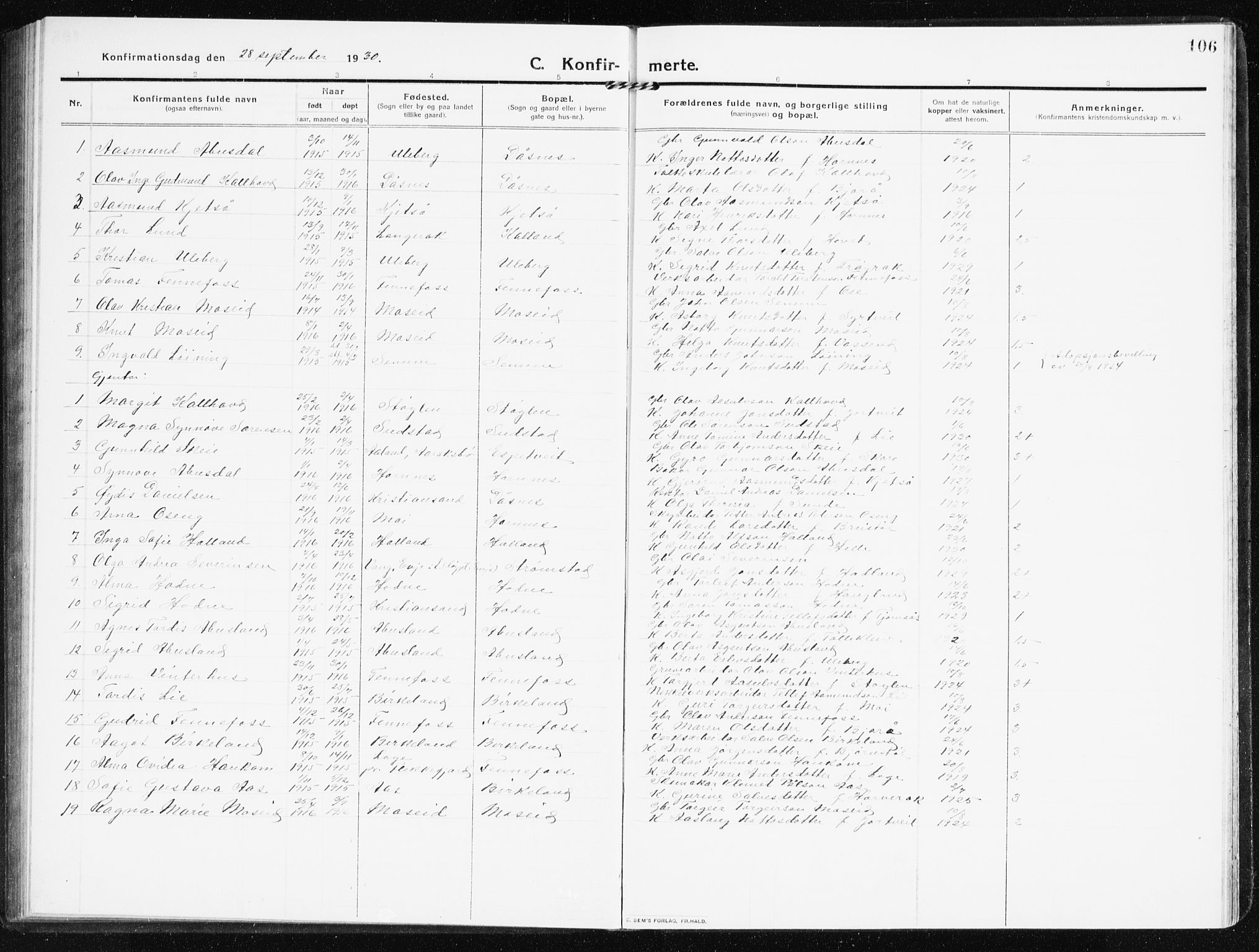 Evje sokneprestkontor, SAK/1111-0008/F/Fb/Fbb/L0003: Parish register (copy) no. B 3, 1910-1933, p. 106