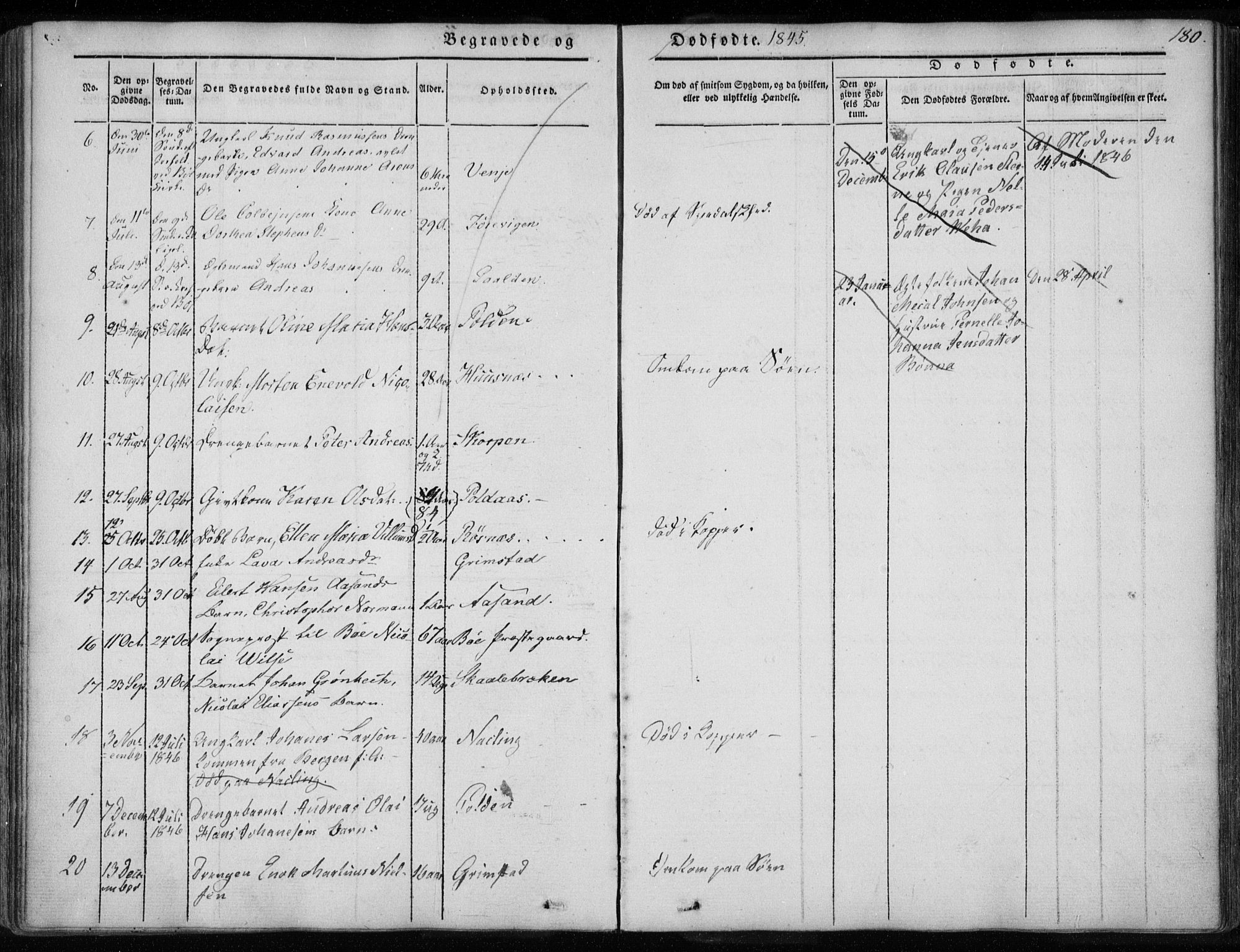 Ministerialprotokoller, klokkerbøker og fødselsregistre - Nordland, AV/SAT-A-1459/891/L1299: Parish register (official) no. 891A04, 1841-1856, p. 180