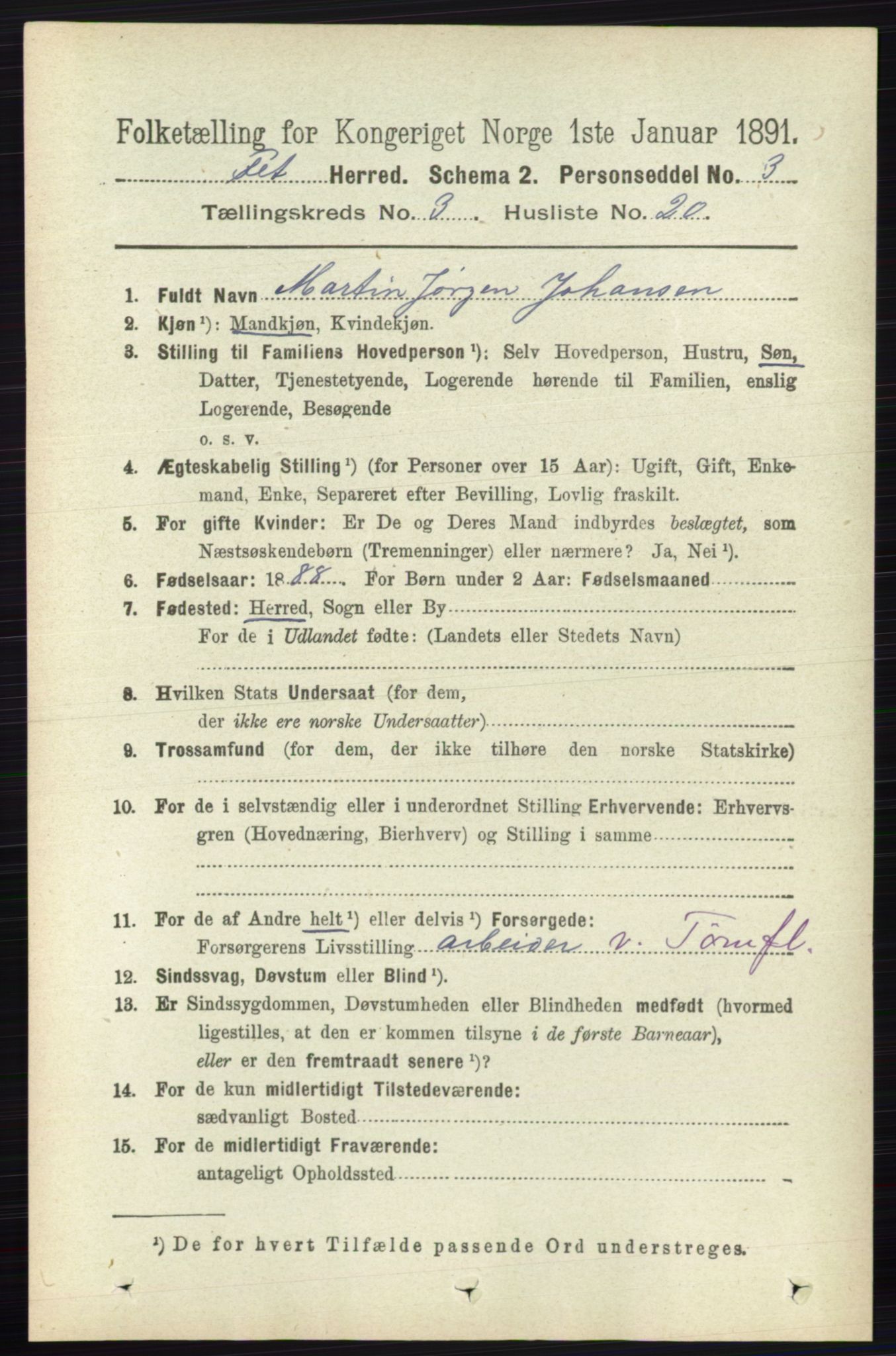 RA, 1891 census for 0227 Fet, 1891, p. 980