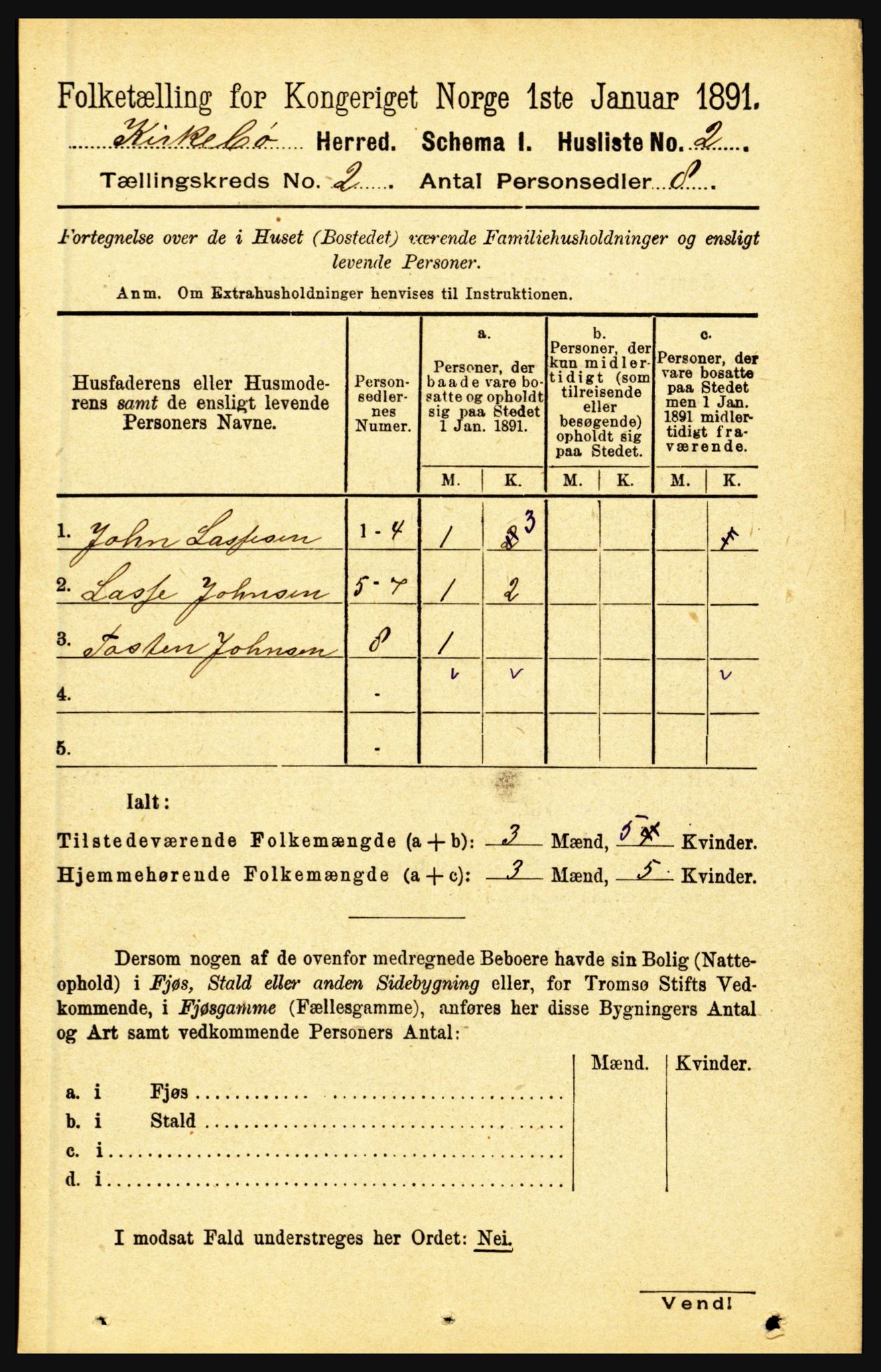 RA, 1891 census for 1416 Kyrkjebø, 1891, p. 283