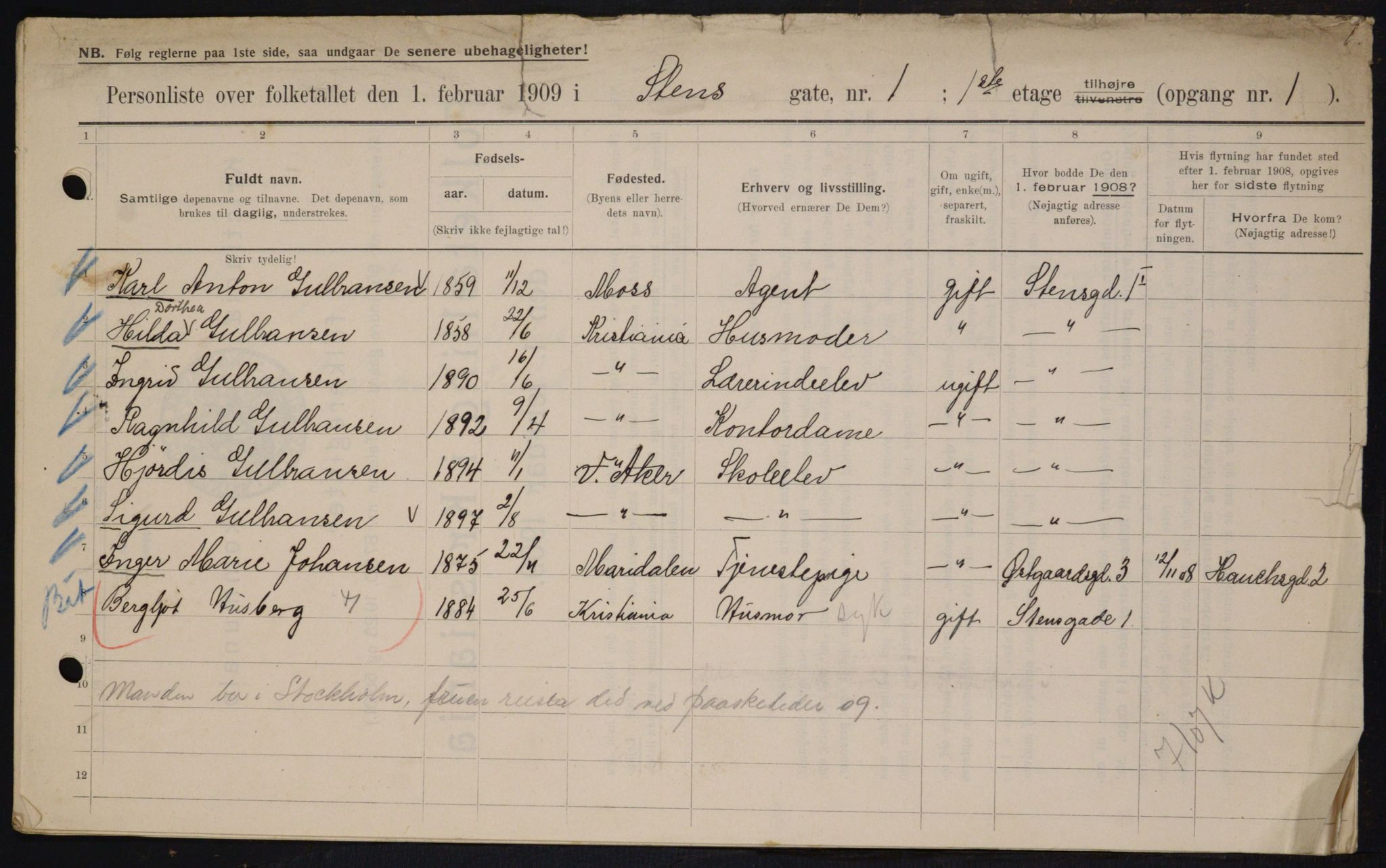 OBA, Municipal Census 1909 for Kristiania, 1909, p. 92118