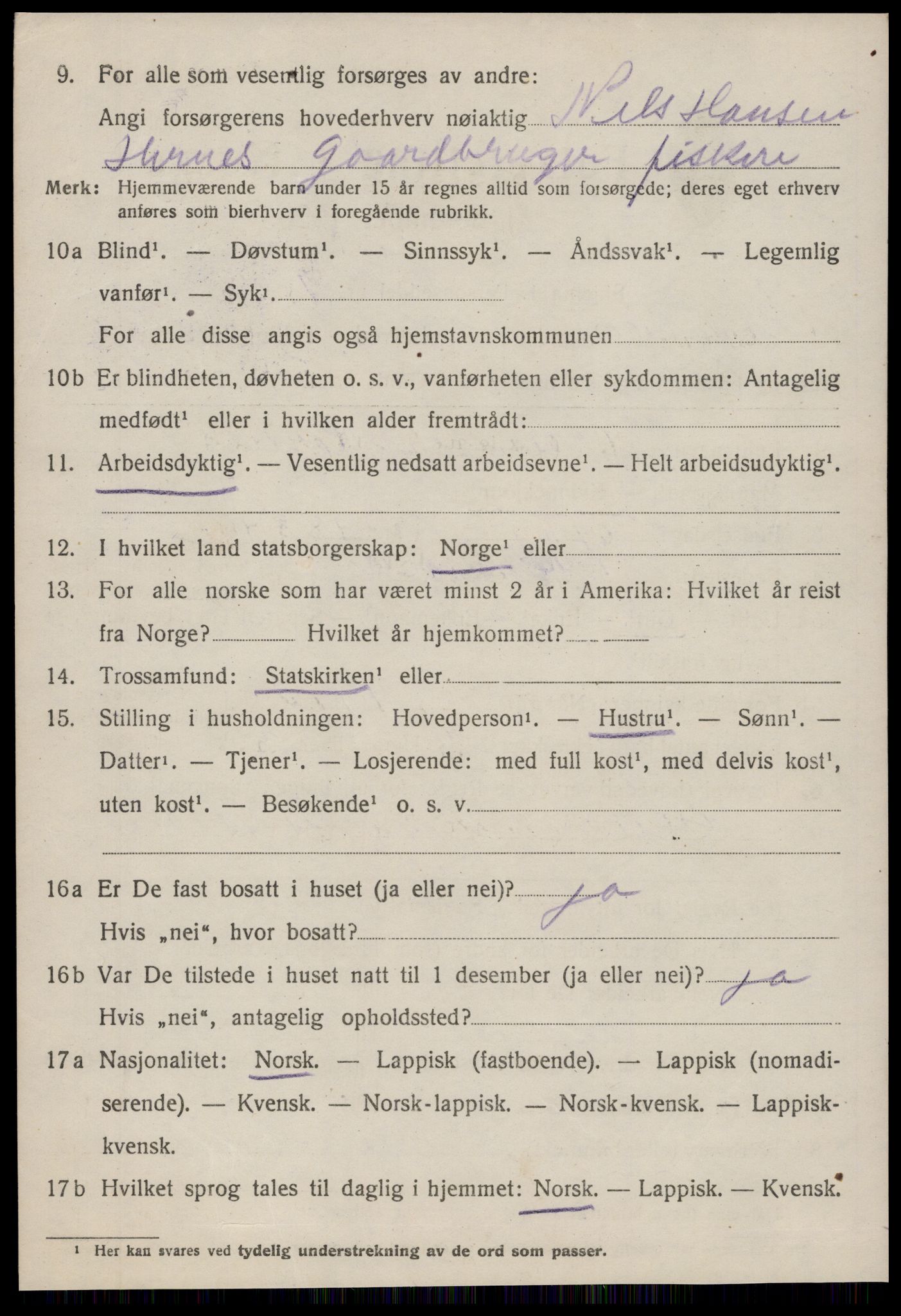 SAT, 1920 census for Kvenvær, 1920, p. 991