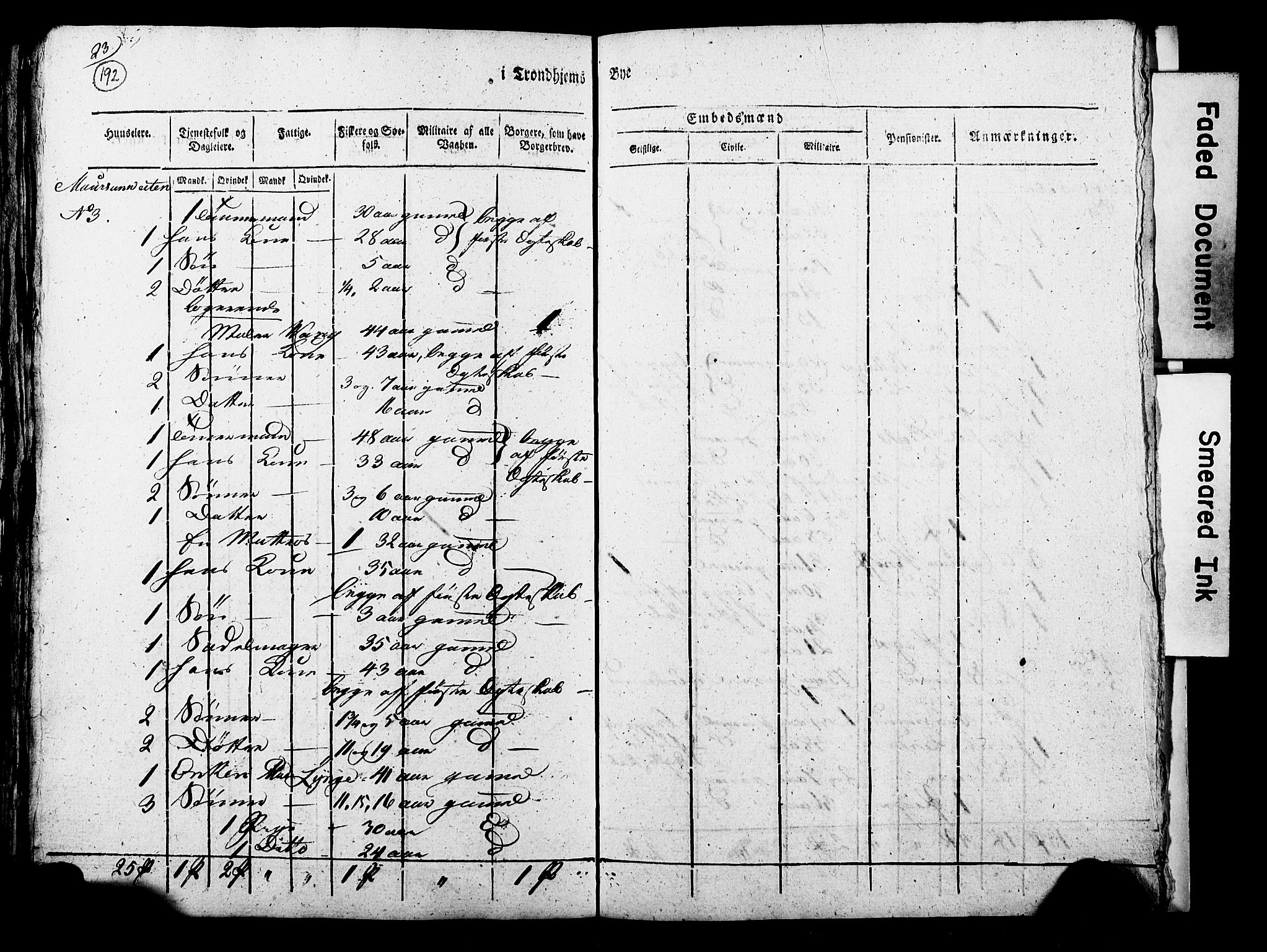 RA, Census 1815 for Trondheim, 1815, p. 191