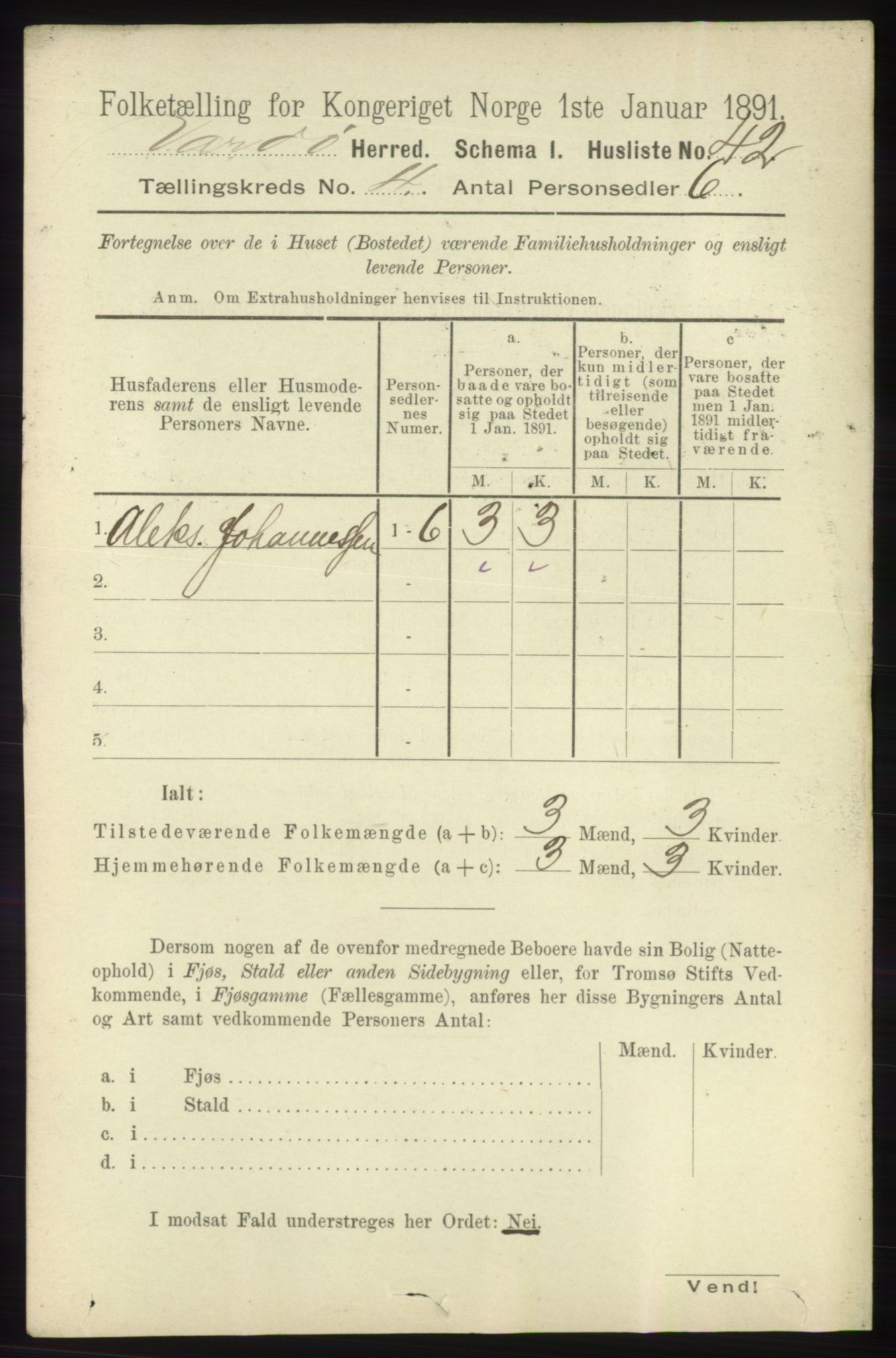 RA, 1891 census for 2028 Vardø, 1891, p. 1096