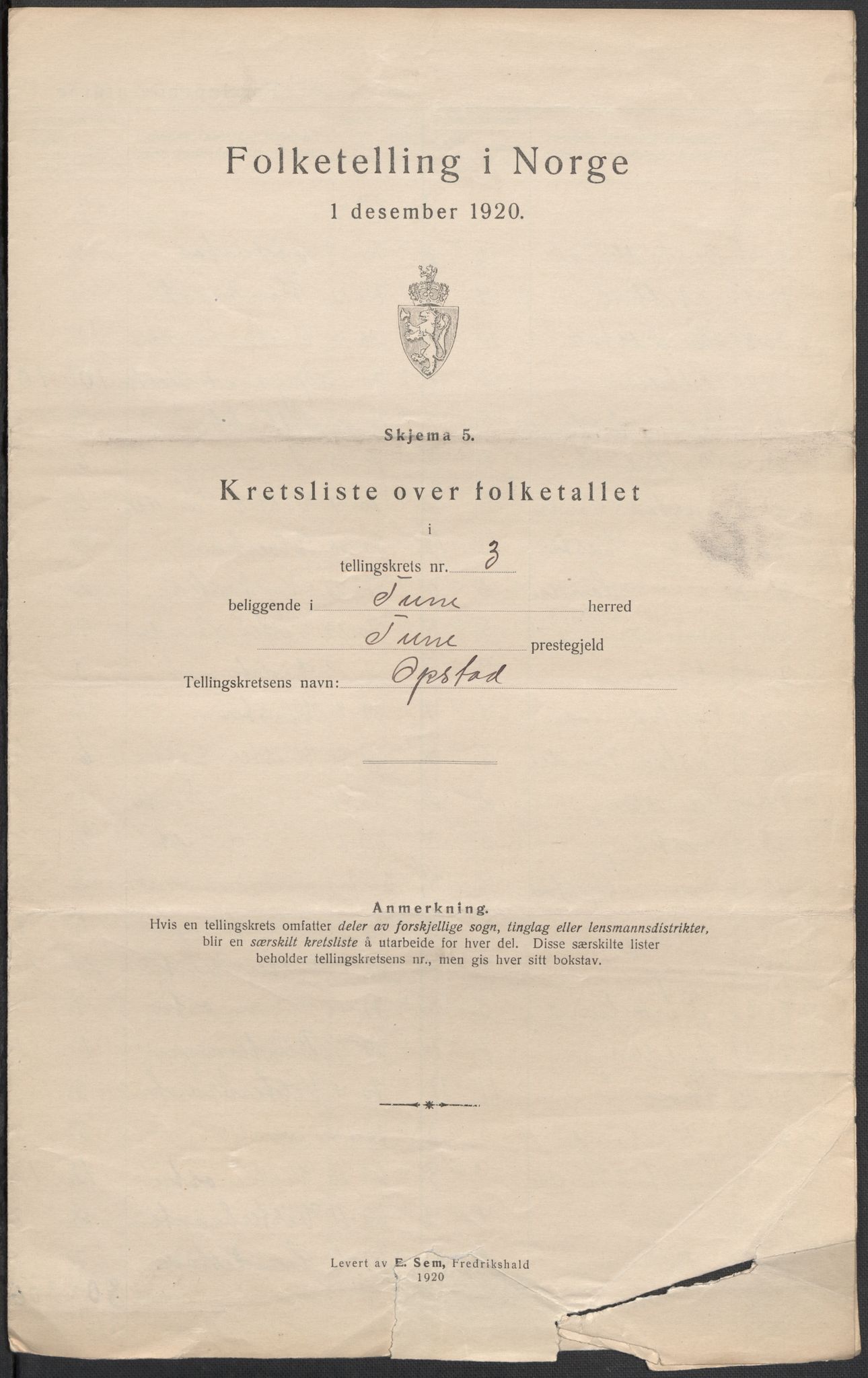 SAO, 1920 census for Tune, 1920, p. 12