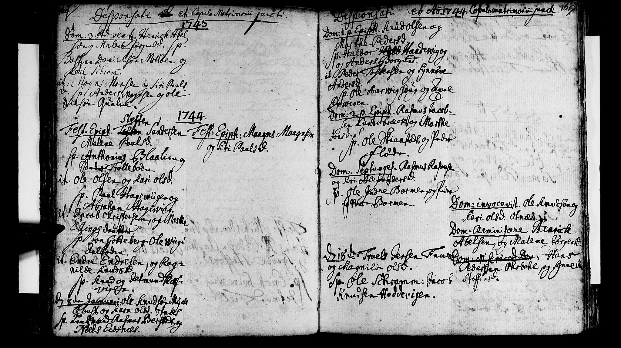 Selje sokneprestembete, SAB/A-99938/H/Ha/Haa/Haaa: Parish register (official) no. A 4, 1743-1759, p. 164-165