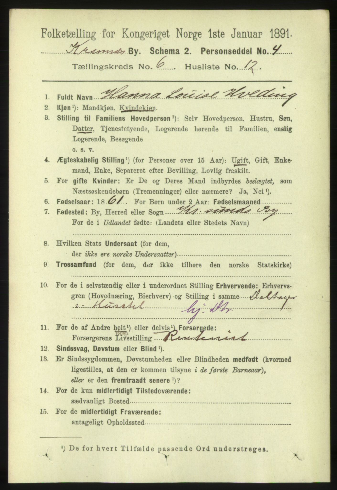 RA, 1891 census for 1503 Kristiansund, 1891, p. 5164