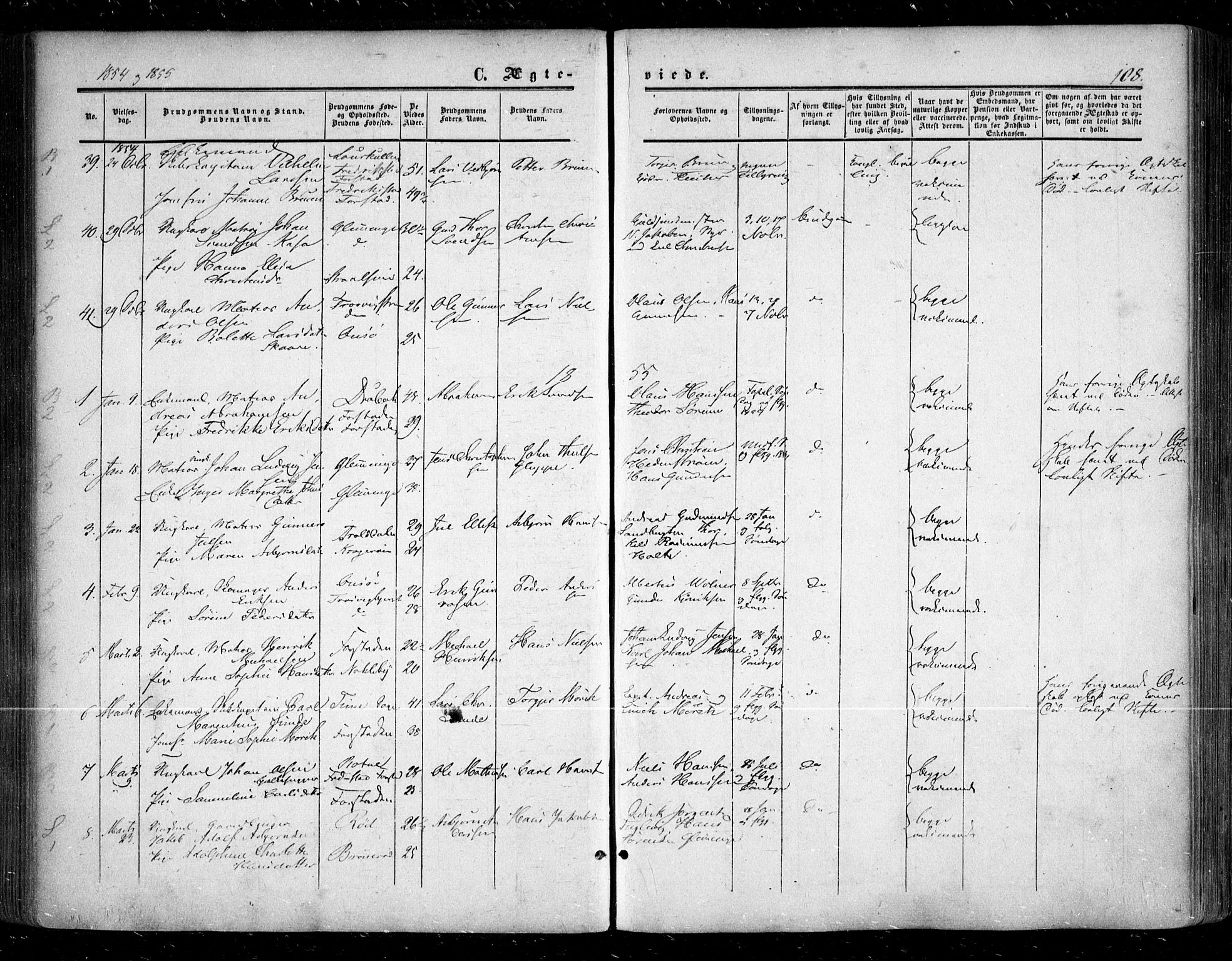 Glemmen prestekontor Kirkebøker, SAO/A-10908/F/Fa/L0007: Parish register (official) no. 7, 1853-1862, p. 108
