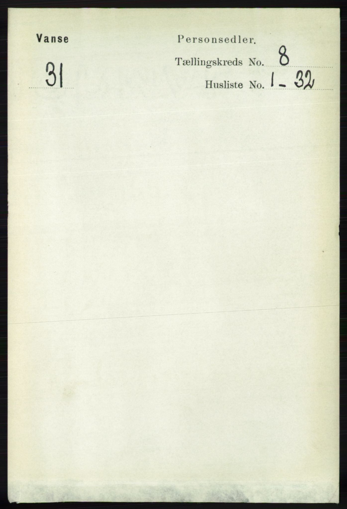 RA, 1891 census for 1041 Vanse, 1891, p. 4905