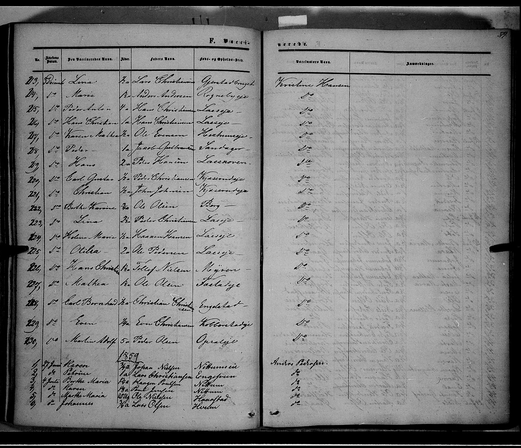 Østre Toten prestekontor, AV/SAH-PREST-104/H/Ha/Haa/L0004: Parish register (official) no. 4, 1857-1865, p. 379