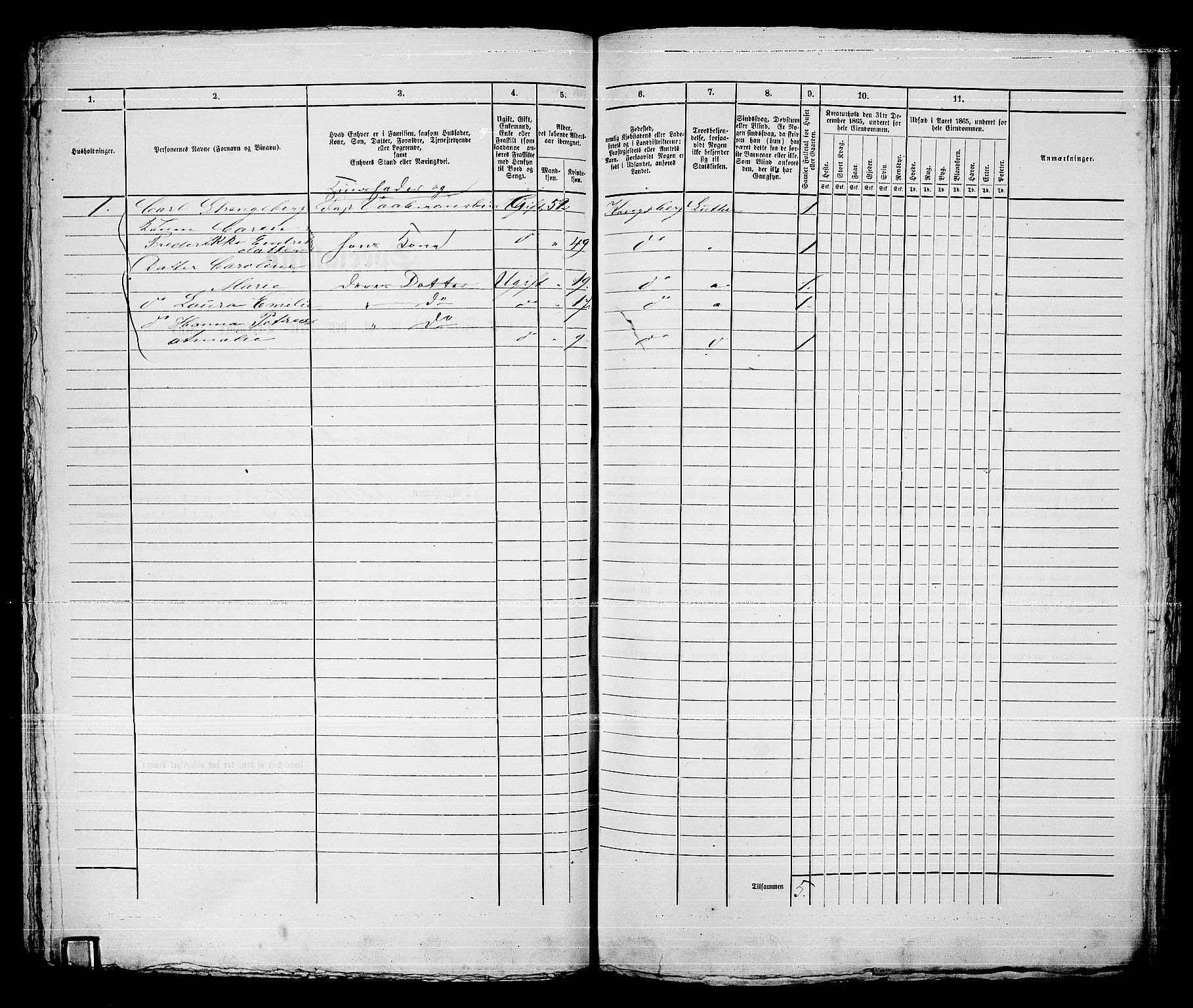 RA, 1865 census for Kongsberg/Kongsberg, 1865, p. 1231