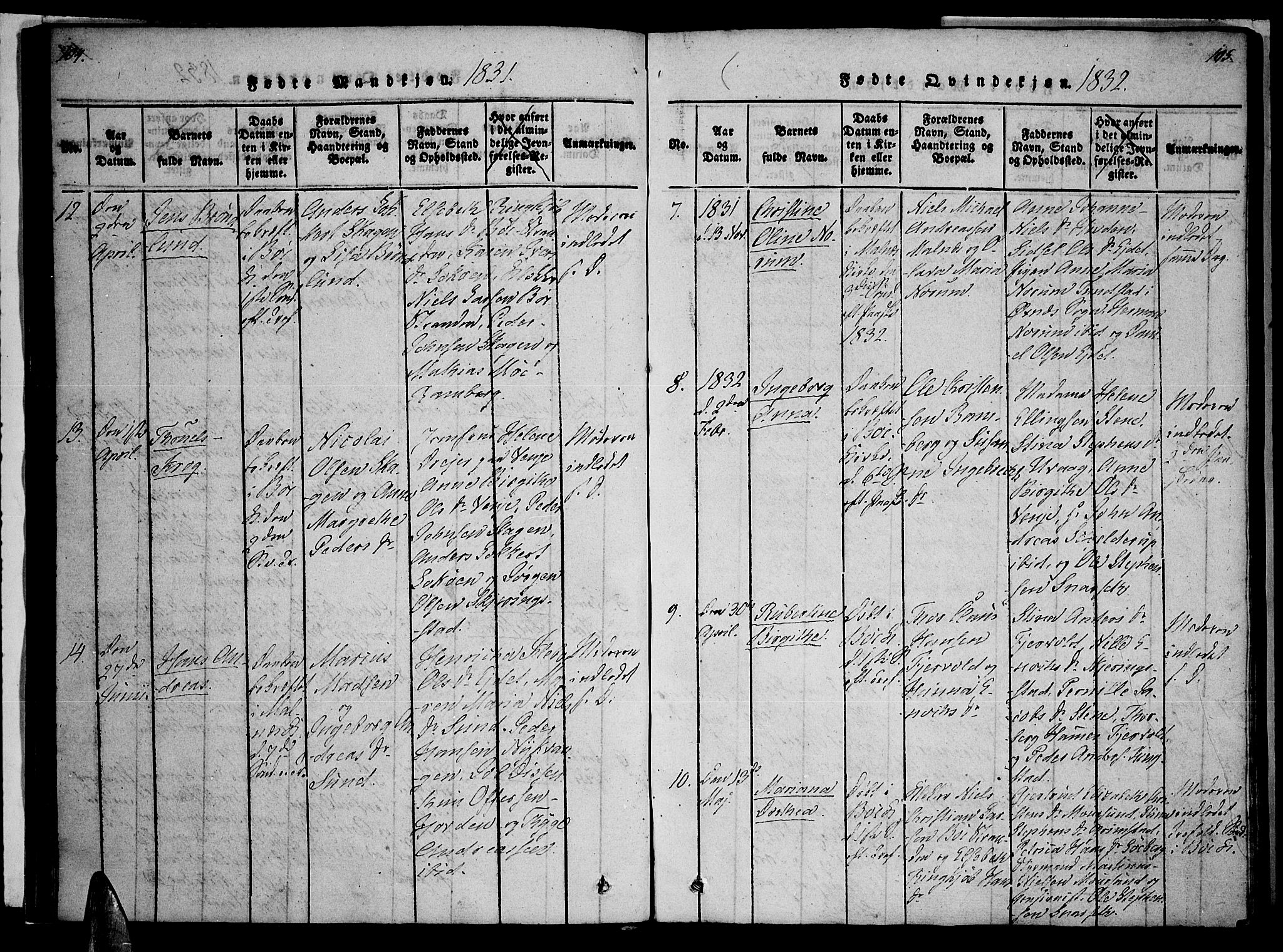 Ministerialprotokoller, klokkerbøker og fødselsregistre - Nordland, AV/SAT-A-1459/891/L1298: Parish register (official) no. 891A03, 1820-1840, p. 104-105