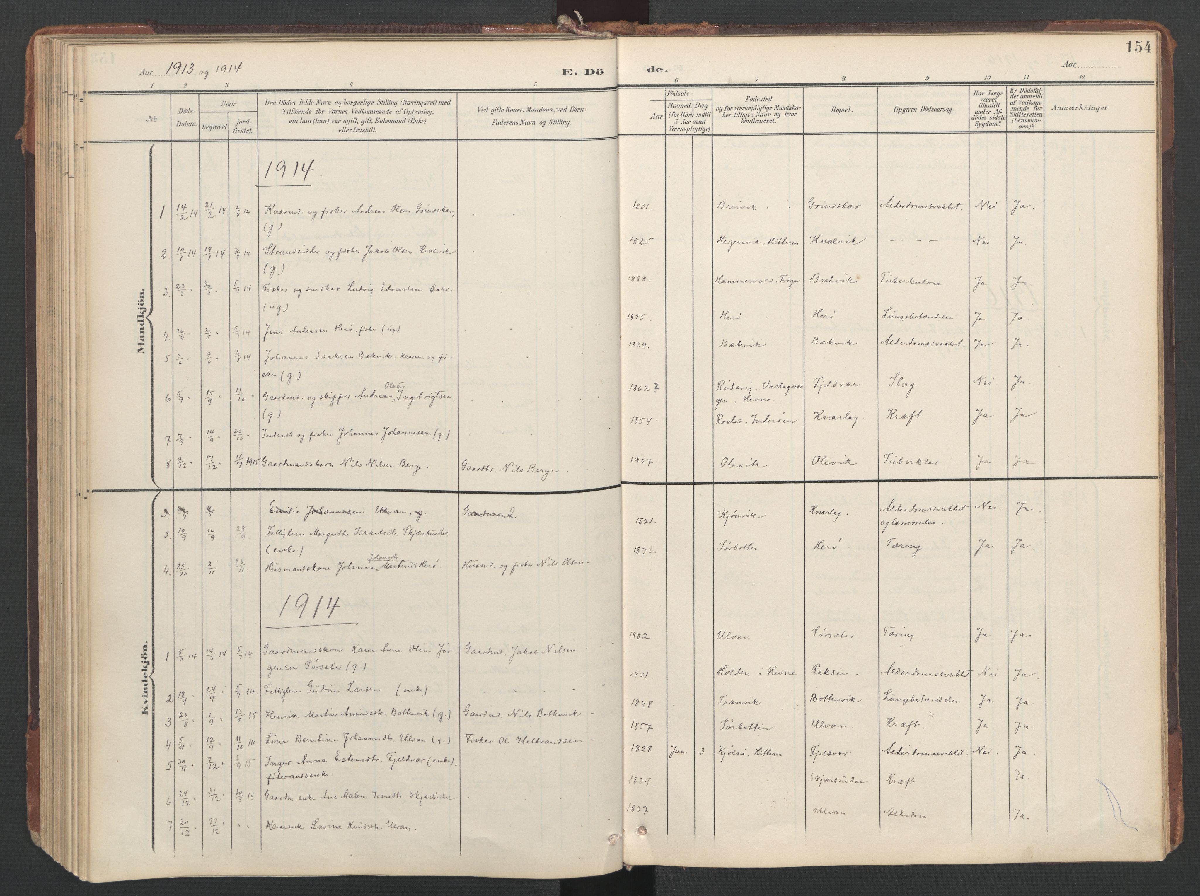 Ministerialprotokoller, klokkerbøker og fødselsregistre - Sør-Trøndelag, AV/SAT-A-1456/638/L0568: Parish register (official) no. 638A01, 1901-1916, p. 154