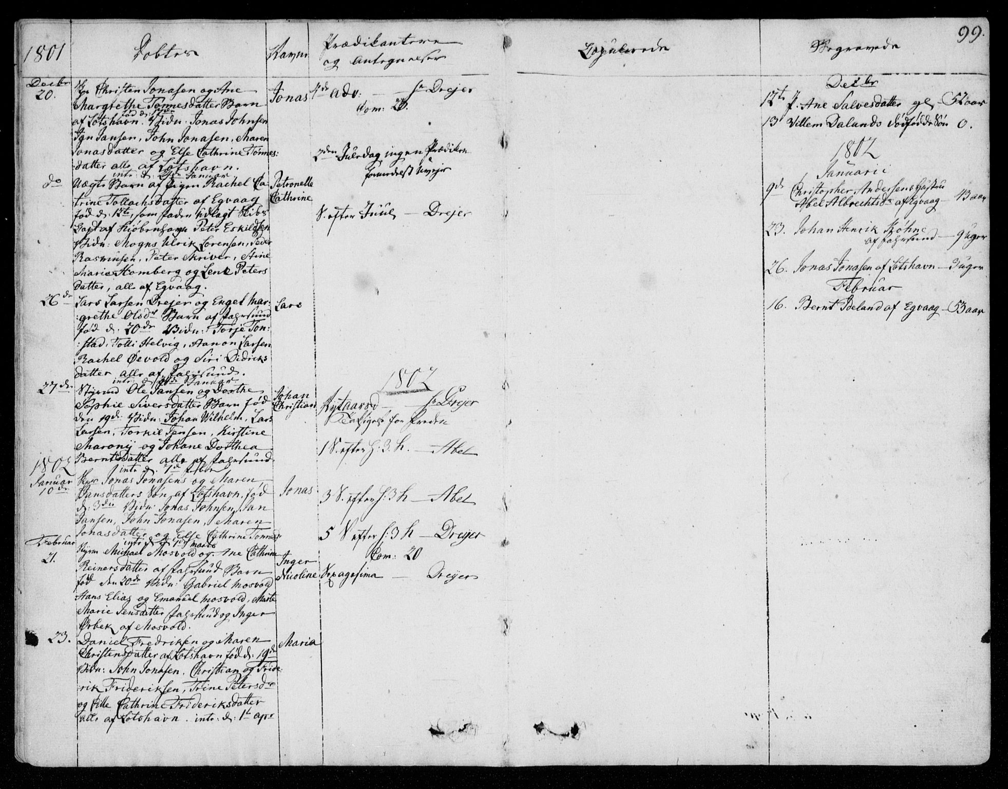 Farsund sokneprestkontor, SAK/1111-0009/F/Fa/L0001: Parish register (official) no. A 1, 1784-1815, p. 99