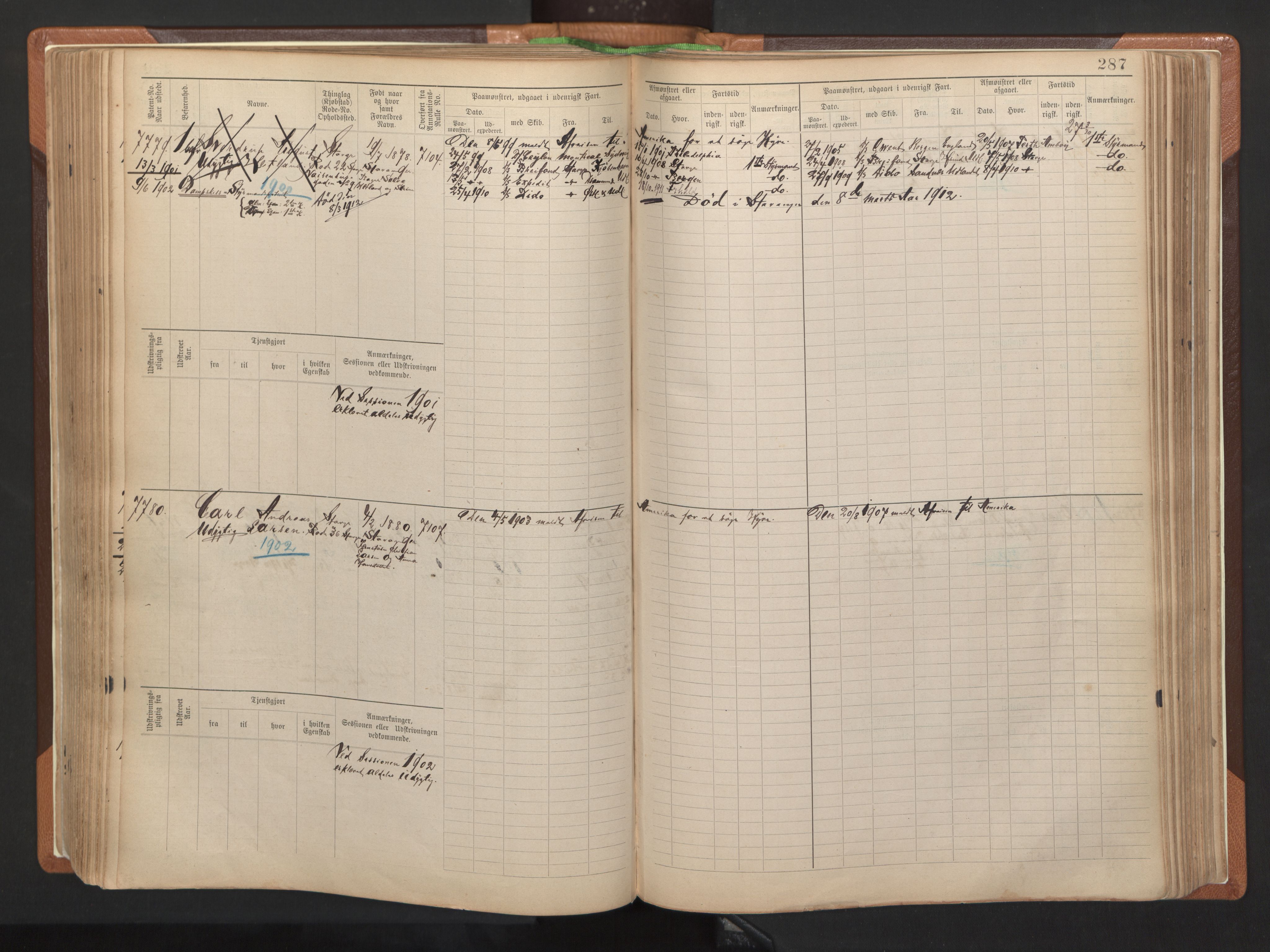 Stavanger sjømannskontor, AV/SAST-A-102006/F/Fb/Fbb/L0012: Sjøfartshovedrulle, patentnr. 7207-8158, 1894-1904, p. 290