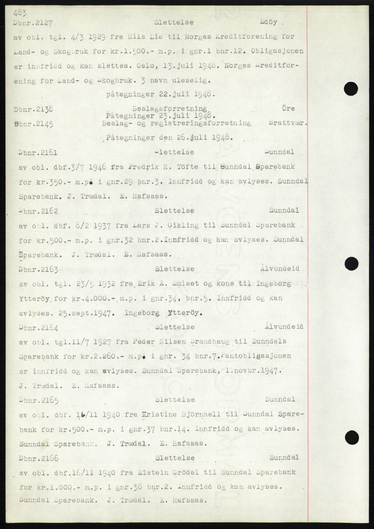 Nordmøre sorenskriveri, AV/SAT-A-4132/1/2/2Ca: Mortgage book no. C82b, 1946-1951, Diary no: : 2127/1948