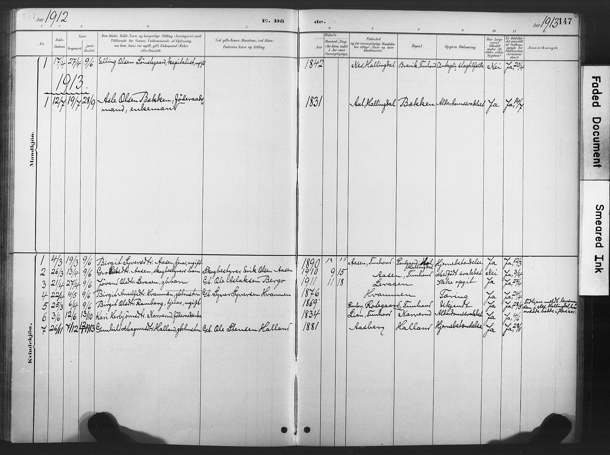 Nore kirkebøker, SAKO/A-238/F/Fd/L0001: Parish register (official) no. IV 1, 1878-1918, p. 147