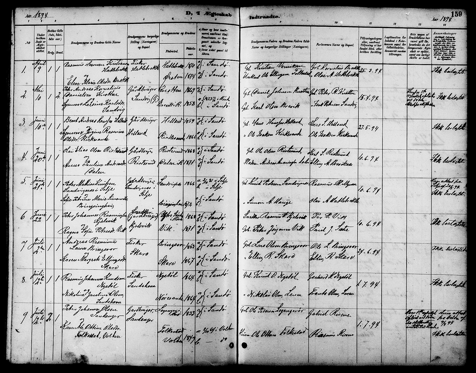 Ministerialprotokoller, klokkerbøker og fødselsregistre - Møre og Romsdal, AV/SAT-A-1454/503/L0049: Parish register (copy) no. 503C04, 1894-1915, p. 159