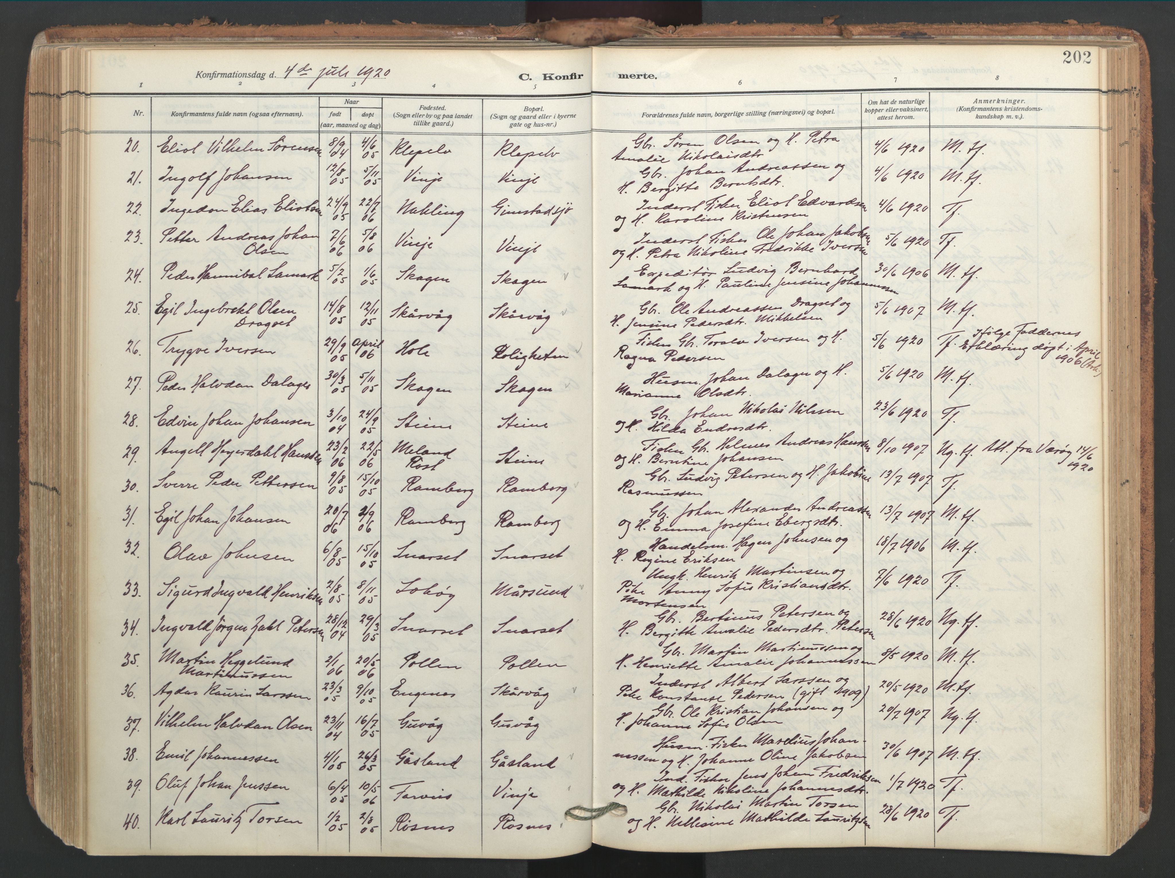 Ministerialprotokoller, klokkerbøker og fødselsregistre - Nordland, SAT/A-1459/891/L1306: Parish register (official) no. 891A11, 1911-1927, p. 202