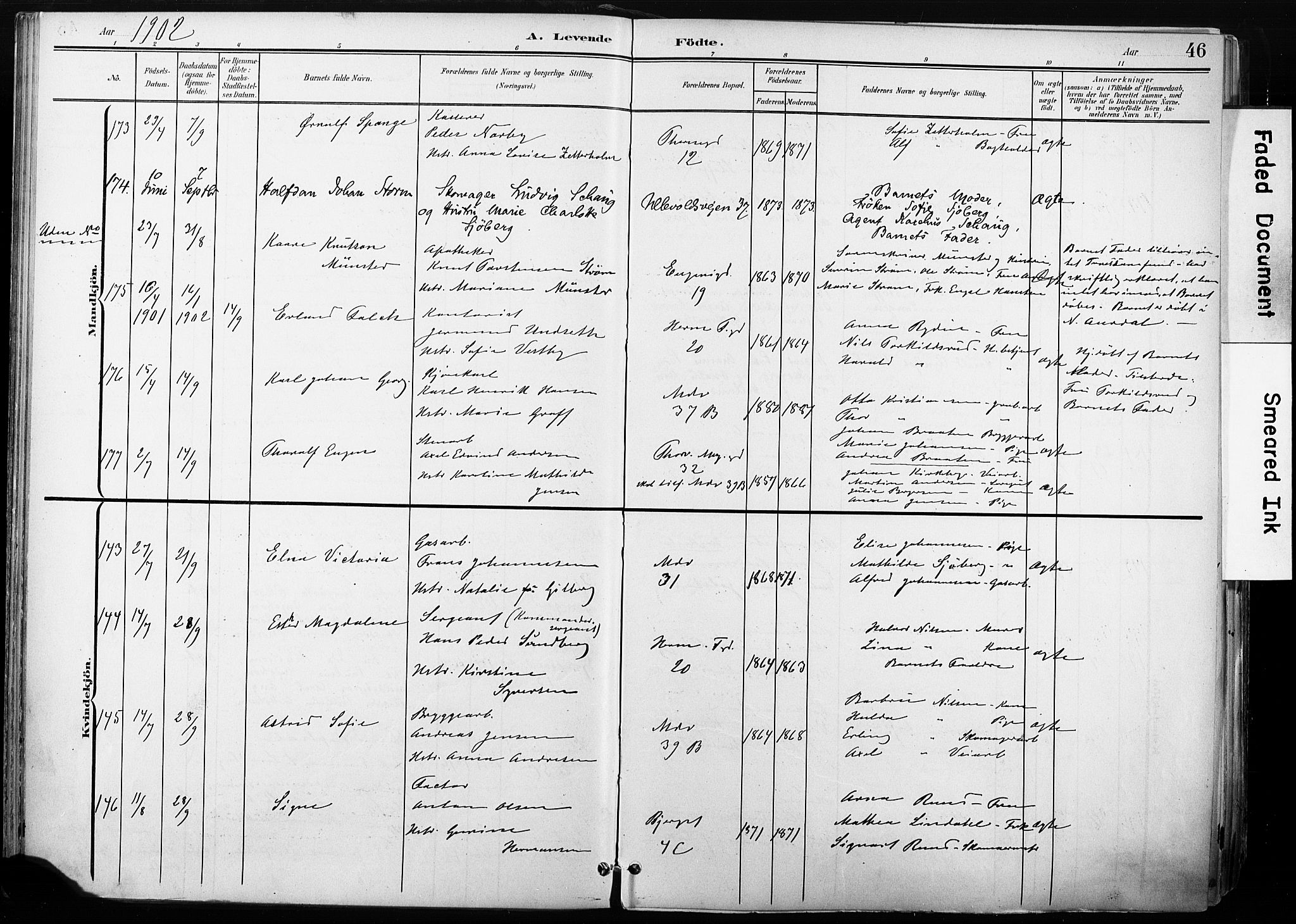 Gamle Aker prestekontor Kirkebøker, AV/SAO-A-10617a/F/L0013: Parish register (official) no. 13, 1901-1908, p. 46